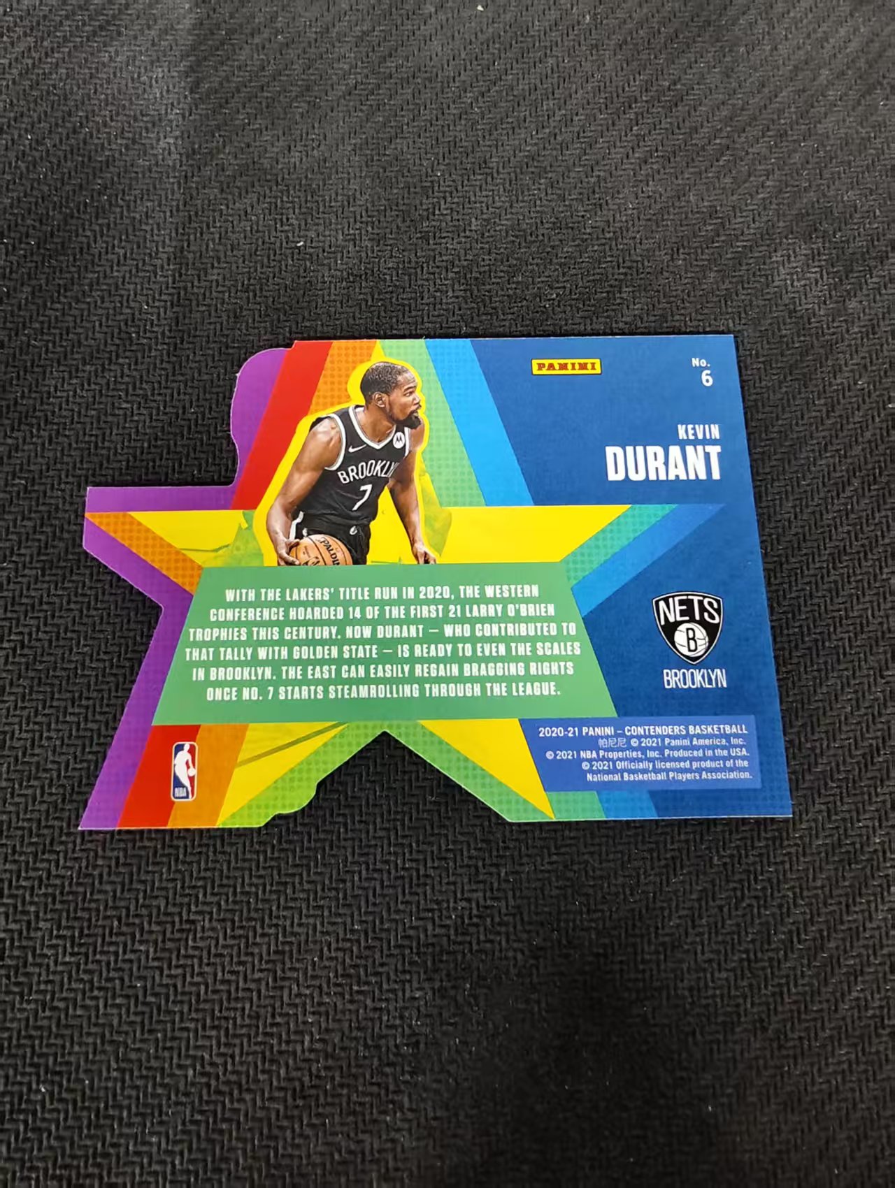 【汽水拍卖】2020-21 Panini Contenders Kevin Durant 球票 篮网 杜兰特 死神 超级明星特卡 折射 异形卡 边角微瑕