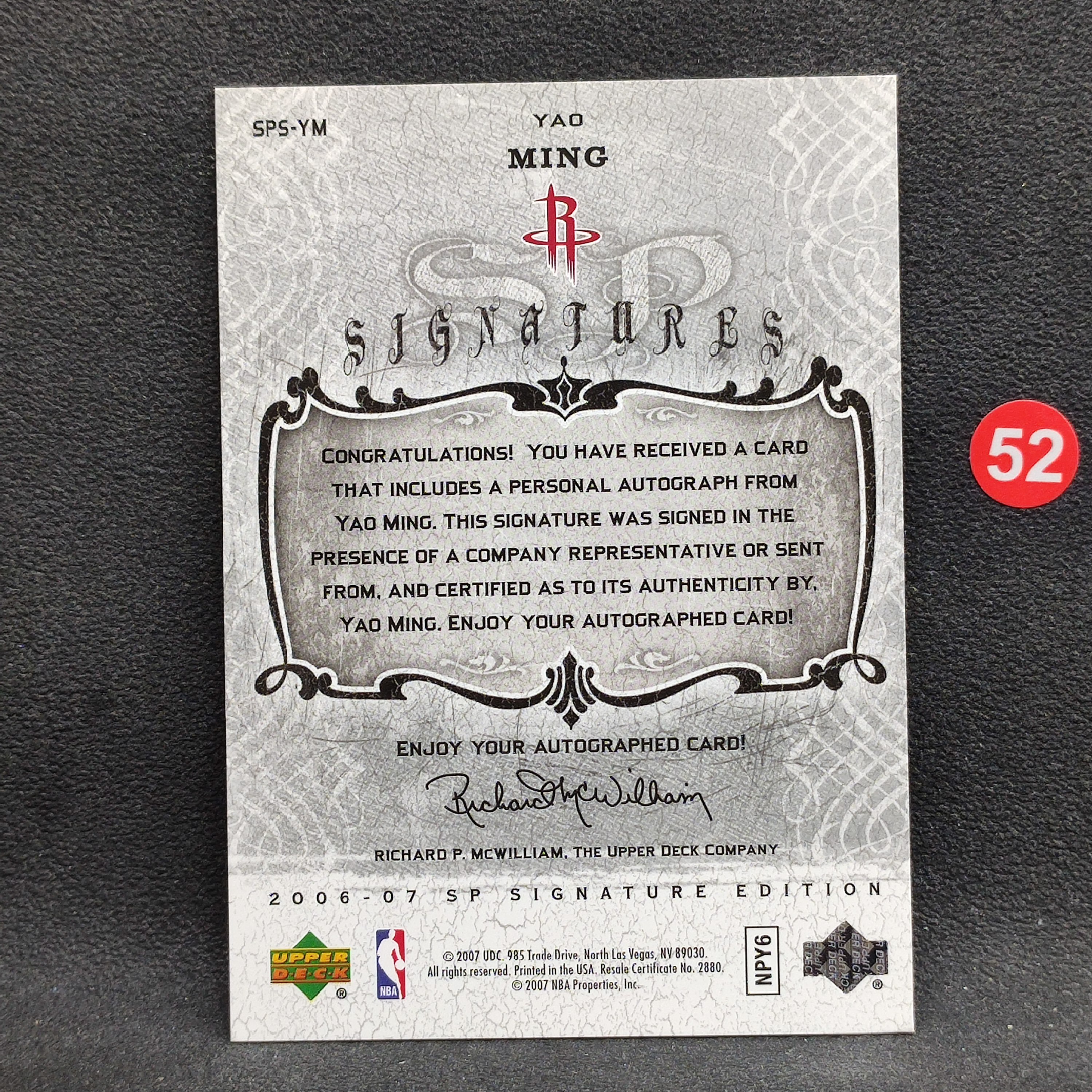 【大腿代卖精品】Yao Ming 姚明 2006-07 Upper Deck UD SP Signature Edition 签字 签名 火箭 ...