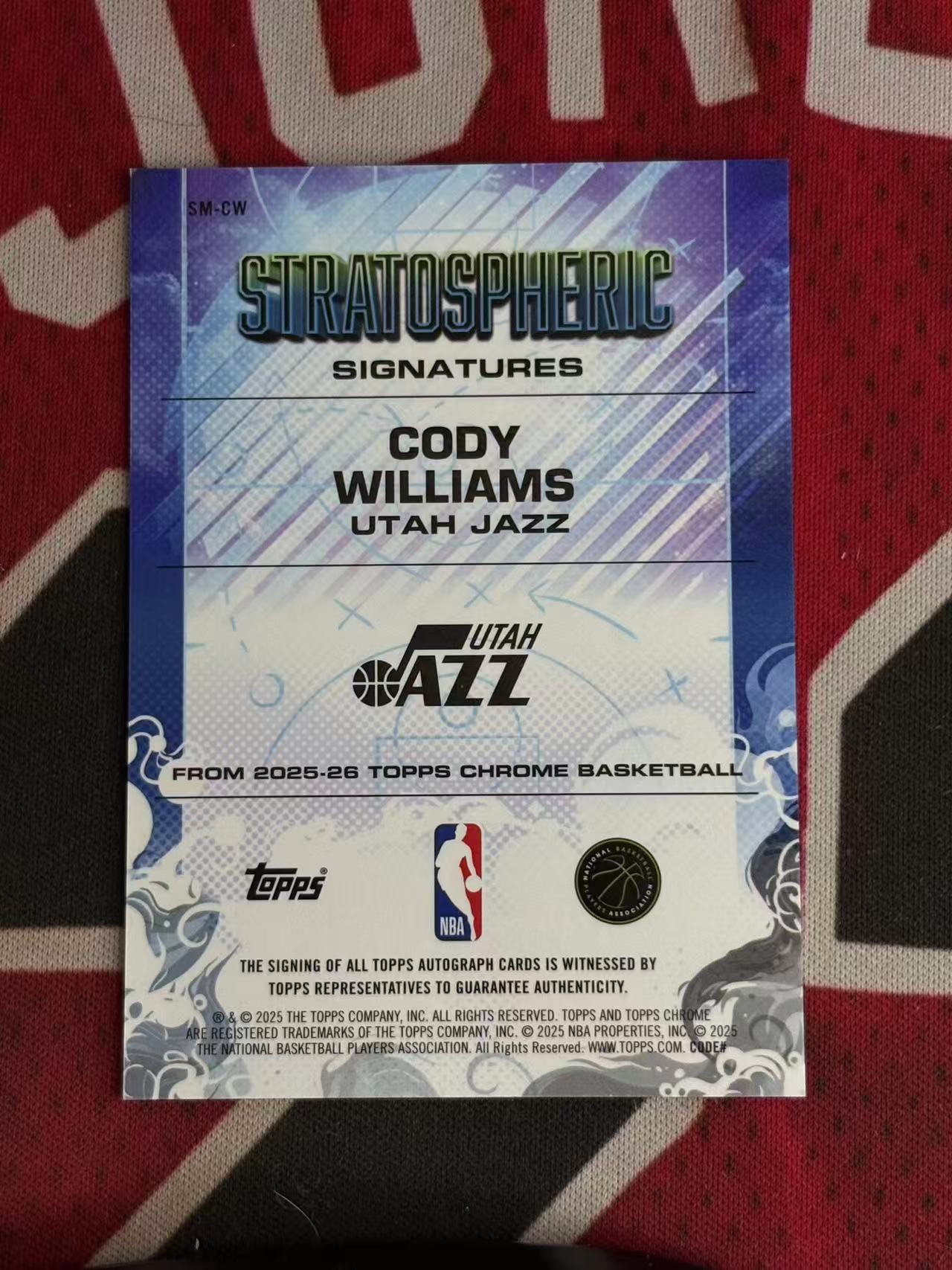 2025-26 TOPPS CHROME TC系列 CODY WILLIAMS 爵士 新秀次年 科迪威廉姆斯 签字卡 stratospheric平流层签 专收凑套必备【烂臭嘴拍卖】