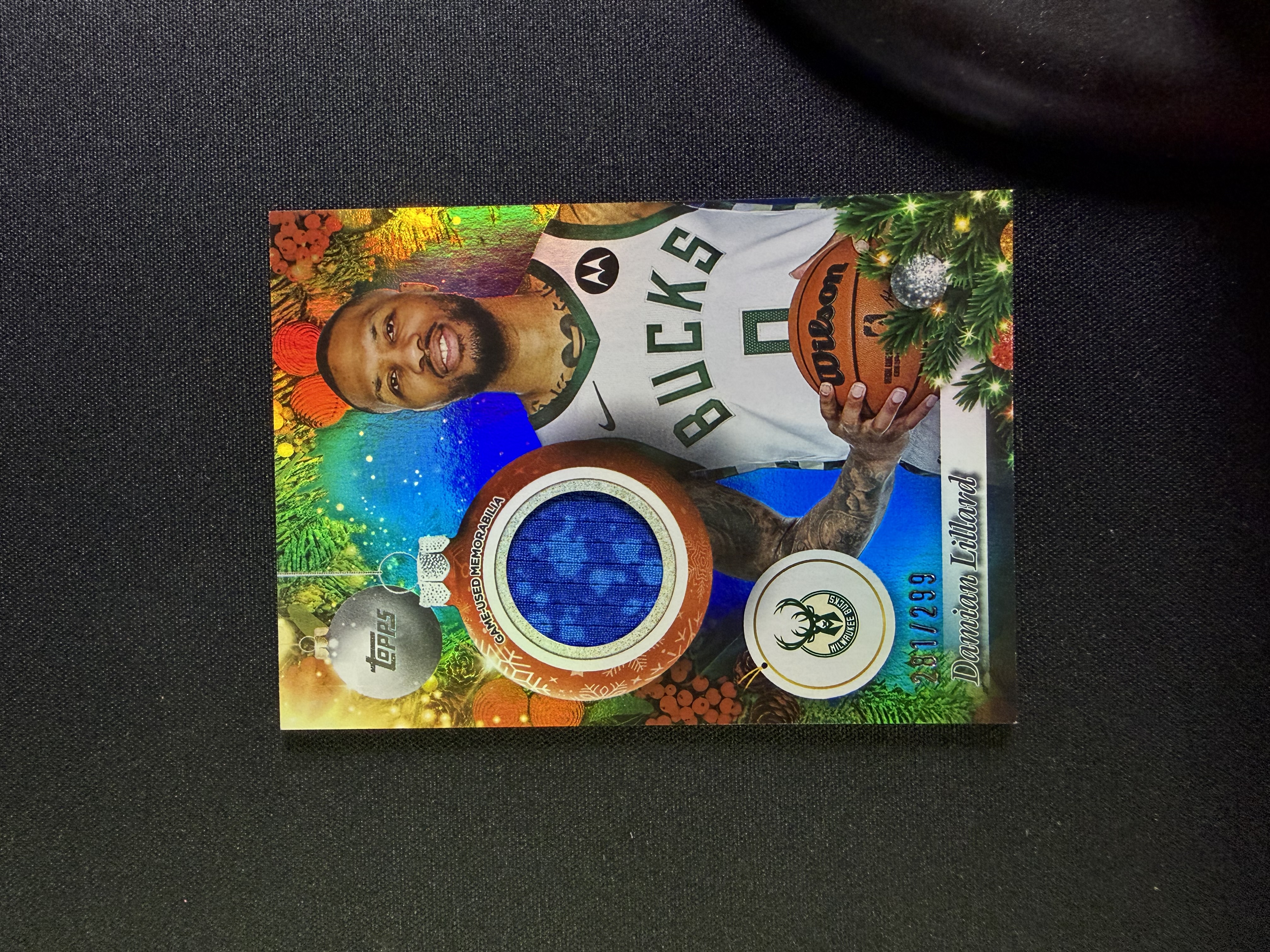 2025-26 Topps Holiday Mega Damian Lillard 达米安 利拉德 雄鹿 圣诞节 299编 折射 亲穿球衣 物料 PPP