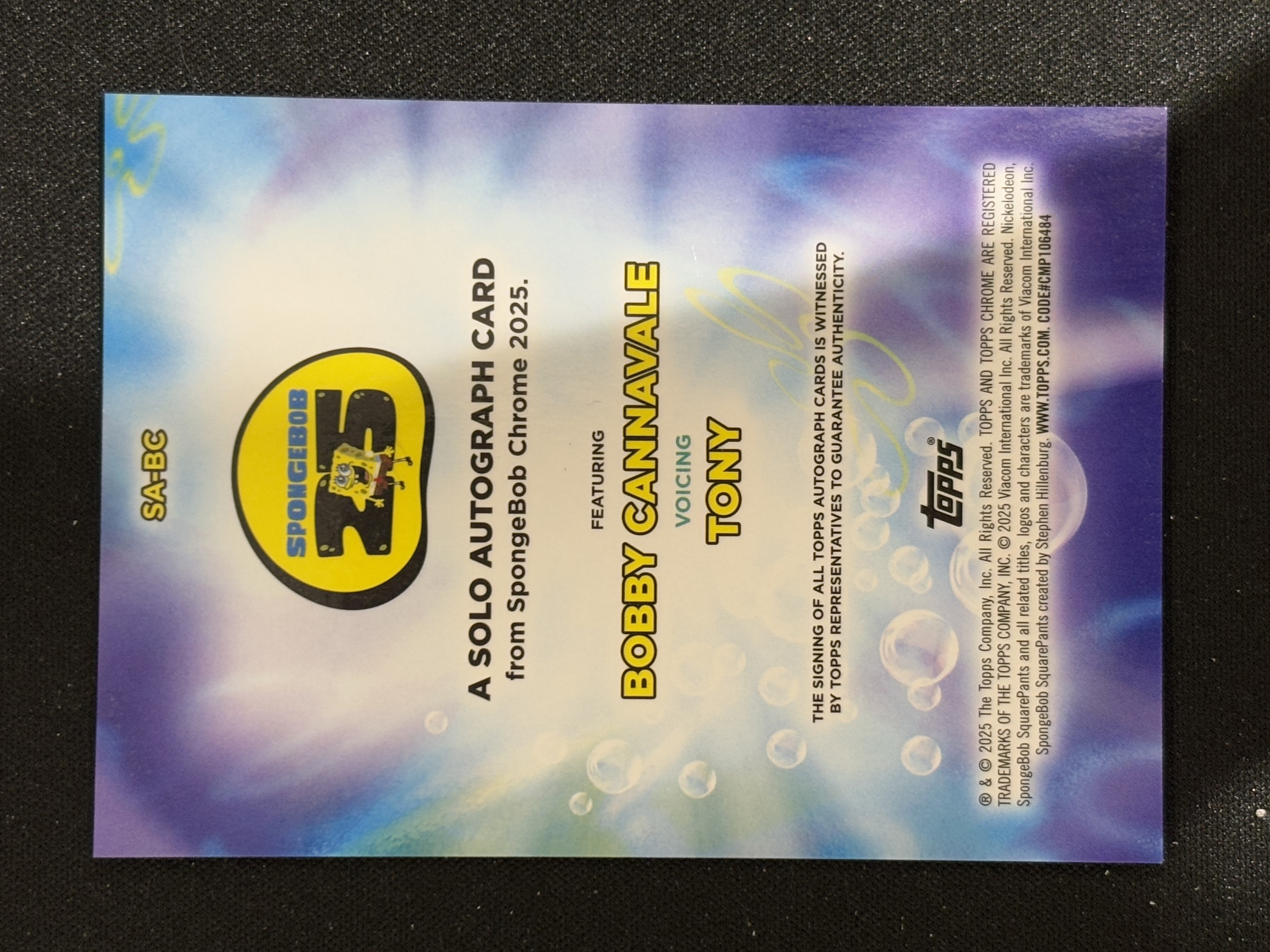 2025 Topps SpongeBob SquarePants Tony 托尼 Chrome 海绵宝宝25周年蓝宝石 Bobby Cannavale 配音演员签 碎冰折 - coke