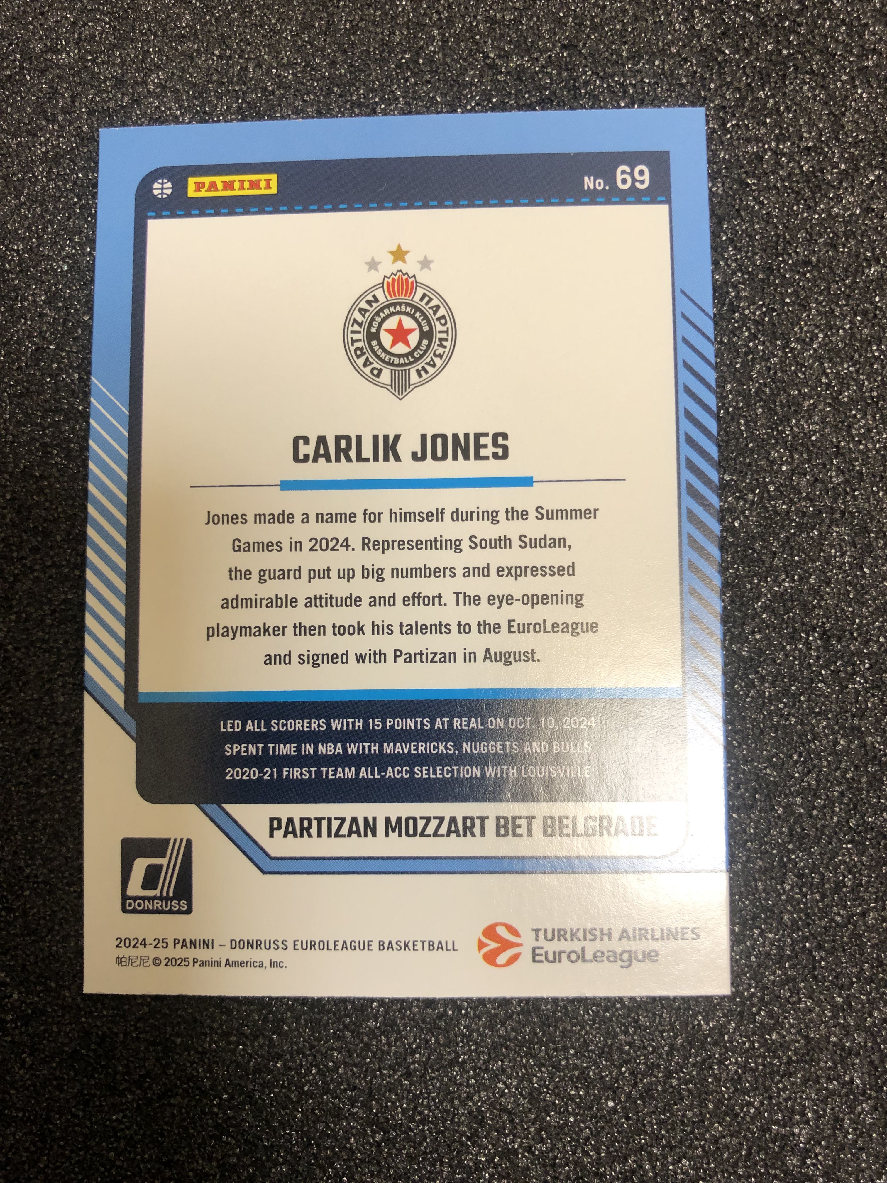2024-25 Panini Donruss Carlik Jones 欧洲篮球联赛 卡利克 琼斯 275编 mojo折 173/275 卡品如图 凑套收藏必备