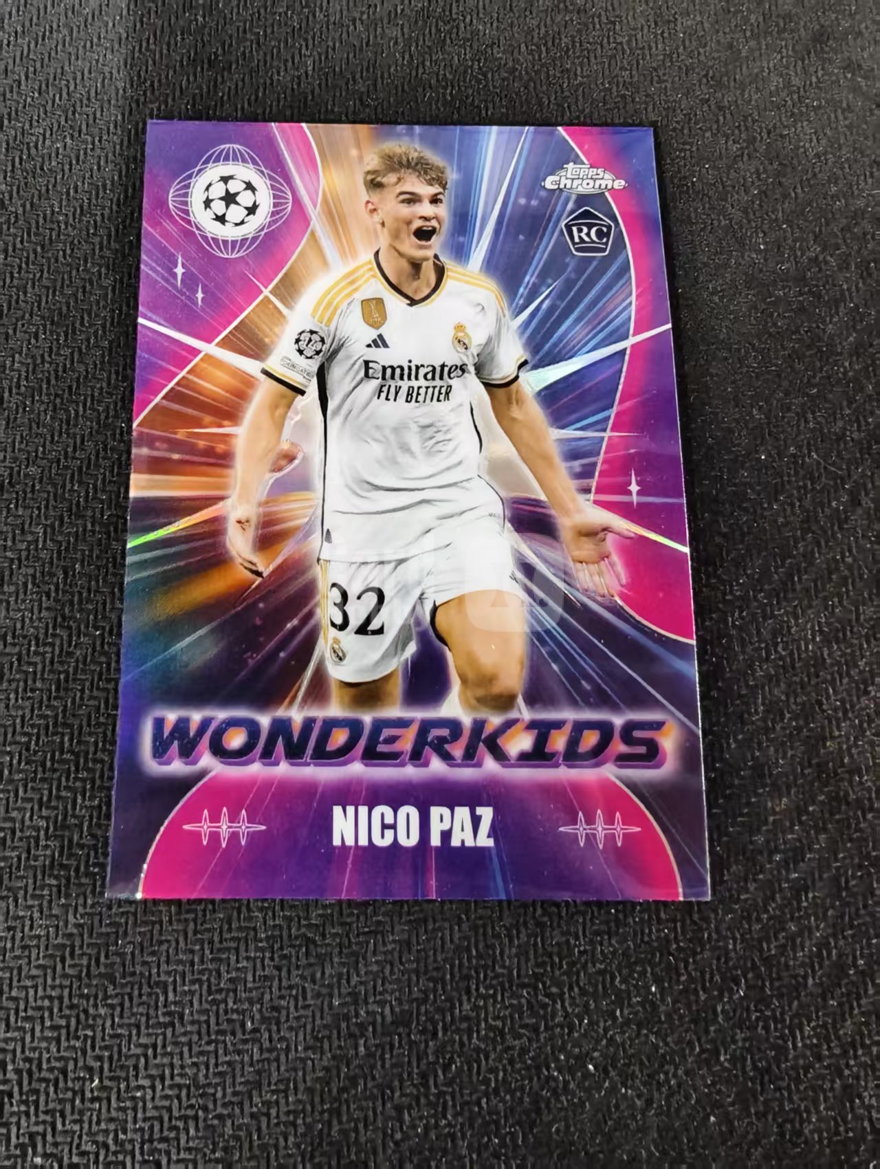 【可合并,不累计】2024 topps Chrome Nico Paz 欧冠 皇马 尼科 帕斯 帕埃斯 新秀 RC 神奇小妖 特卡 银折 划痕 边角瑕疵 @10