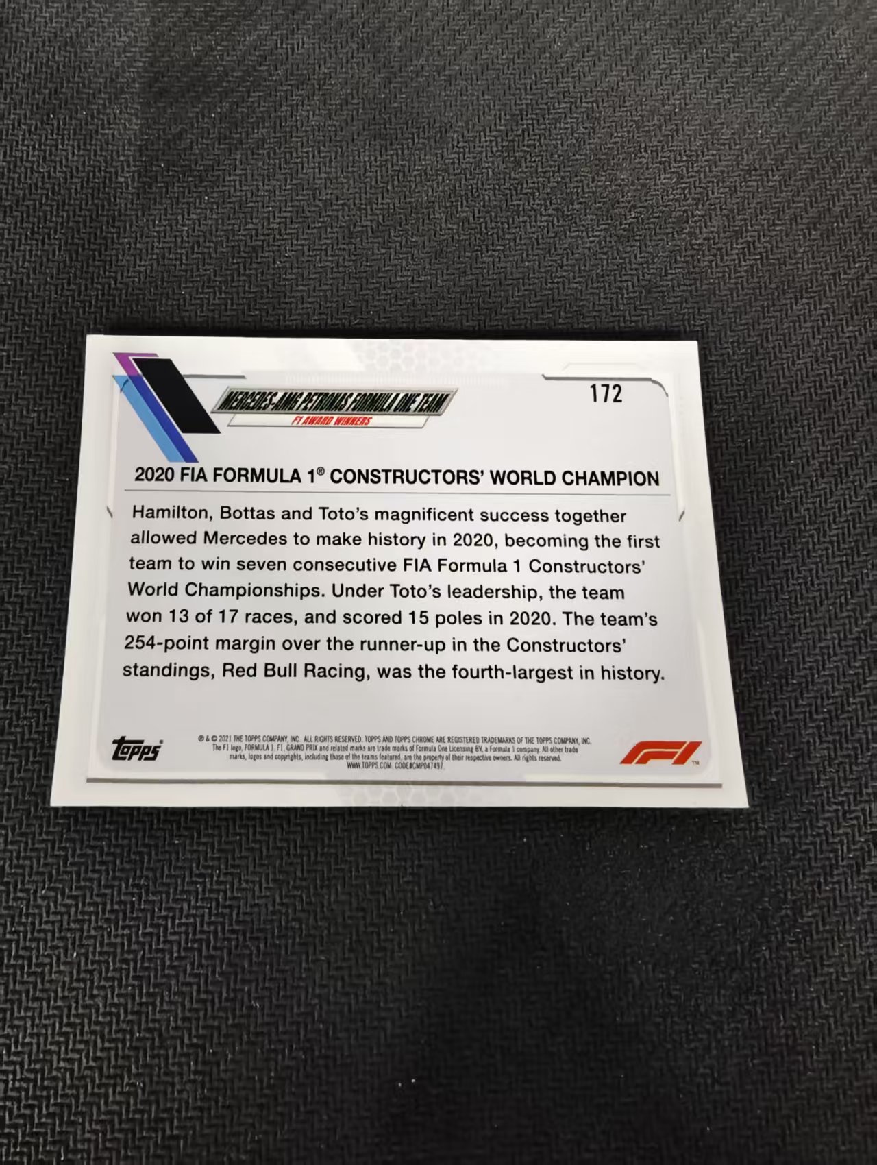 【可合并,不累计】2022 Topps Chrome F1 Mercedes-AMG 梅赛德斯AMG base 划痕 边角瑕疵 #172