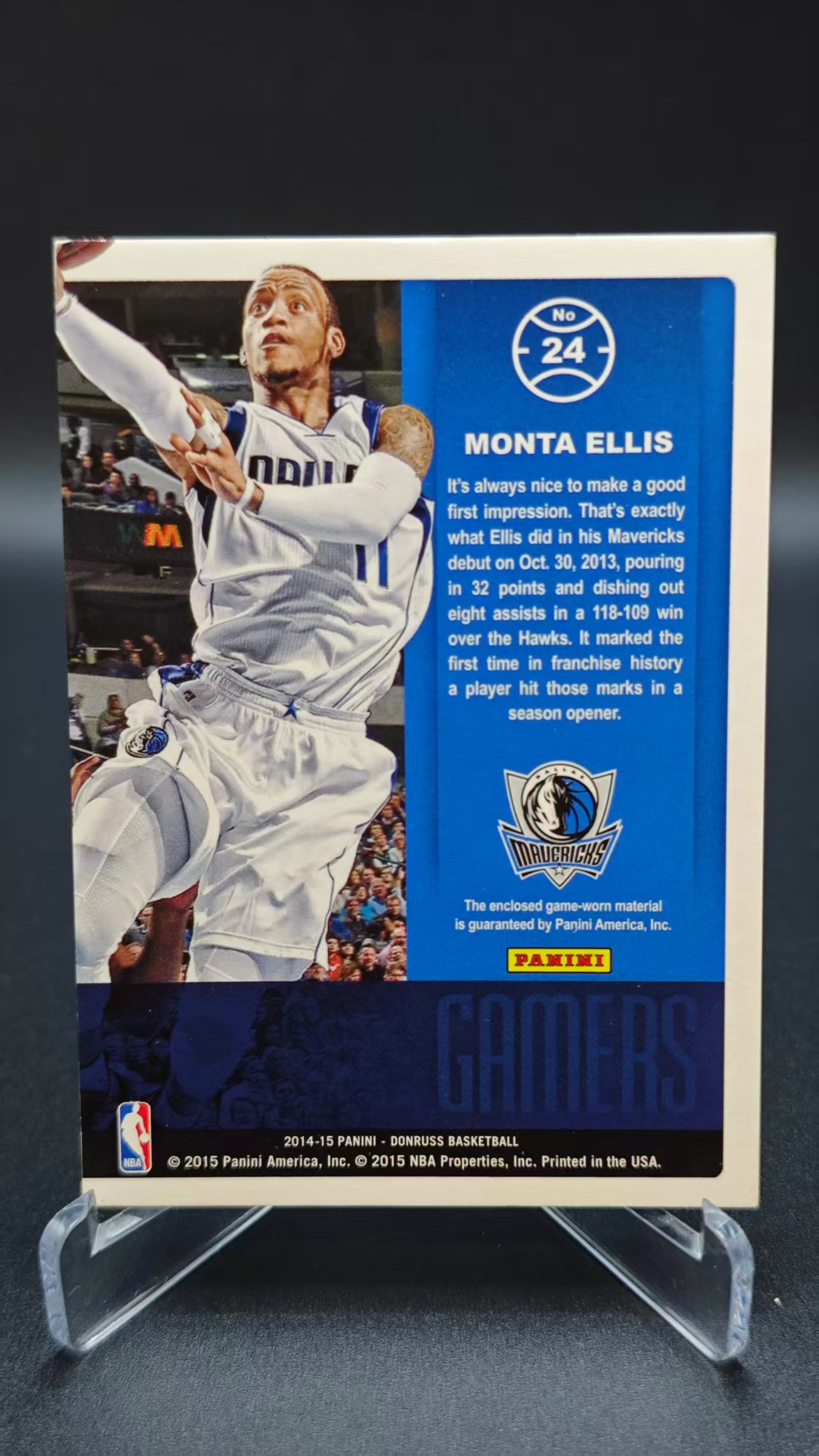 【六六代卖】2014-15 Panini Donruss Monta Ellis 杜蕾斯 独行侠 艾利斯 小窗球衣 切割 瑕疵如图(炜炜N)WL