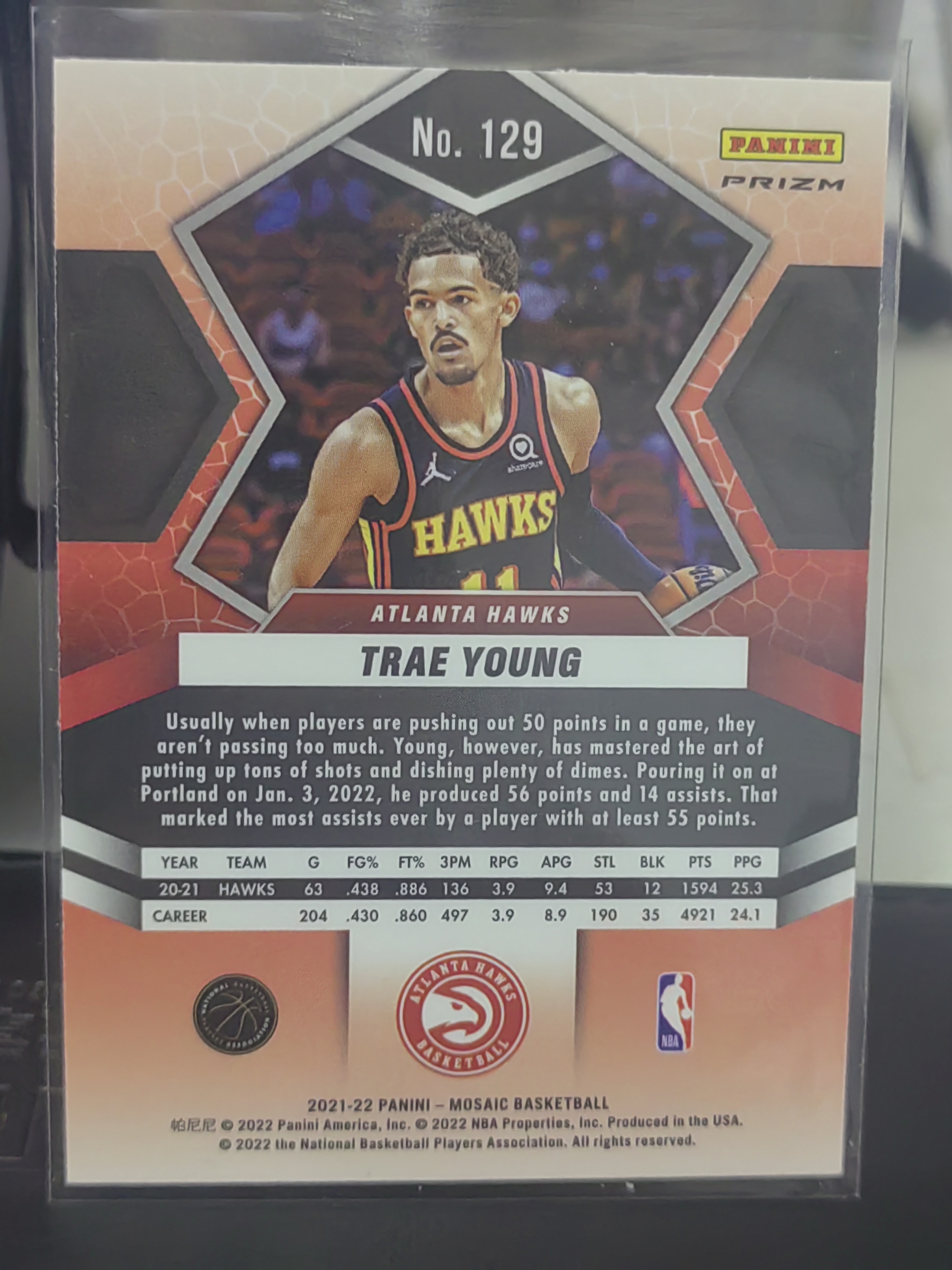 2021-22 Panini Mosaic Trae Young 马赛克 红波纹 特雷 杨 老鹰 篮 白边白角 不保卡品 卡品如图