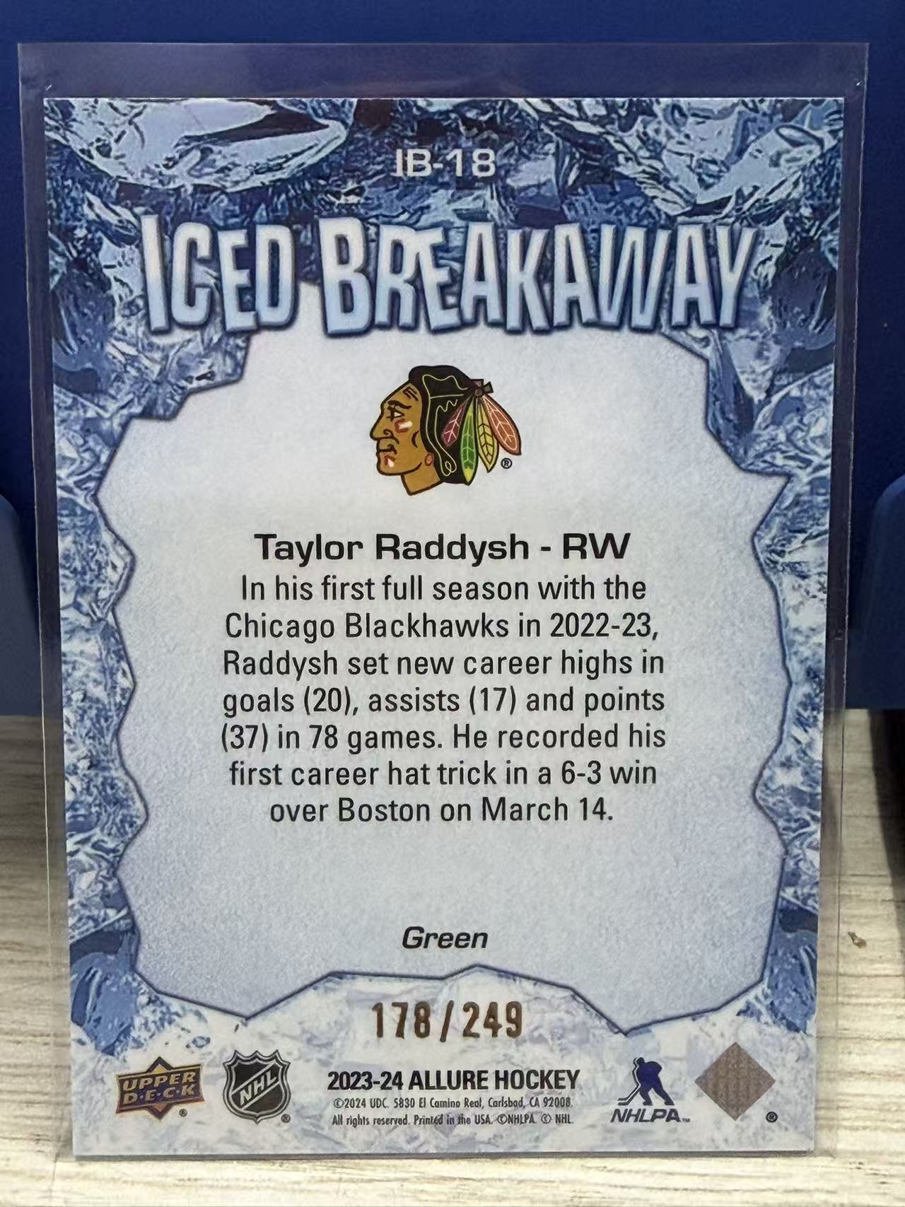 2023-24 Upper Deck ALLURE HOCKEY Taylor Raddysh 泰勒 拉迪什 芝加哥黑鹰队 ICED Breakaway特卡 卡固官方代卖 Gordon