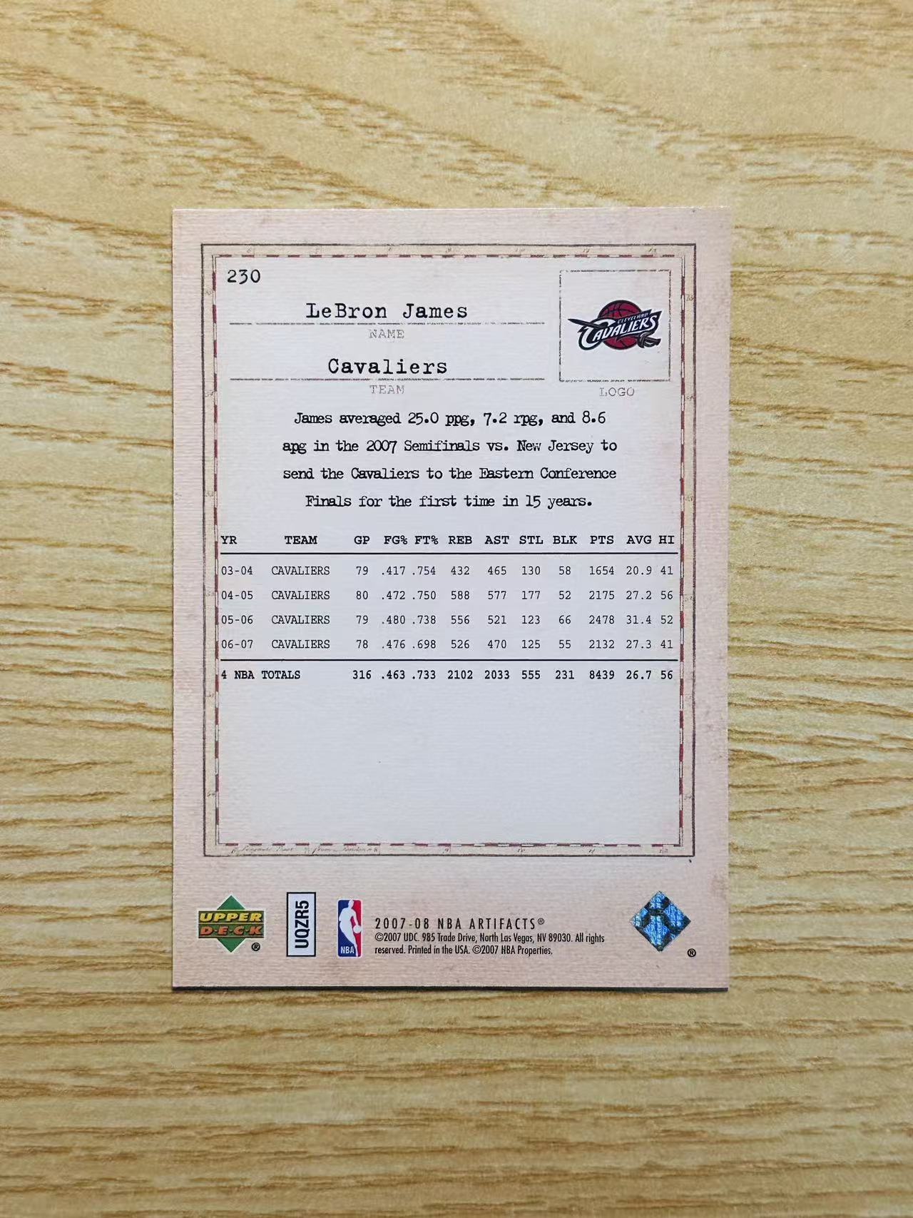 2007-08 Upper Deck Artifacts LeBron James 嘿嘿代卖 UD 勒布朗 詹姆斯 油画 相框 大比例选图 骑士 小皇帝 老卡精美 瑕疵如图2 收藏必备