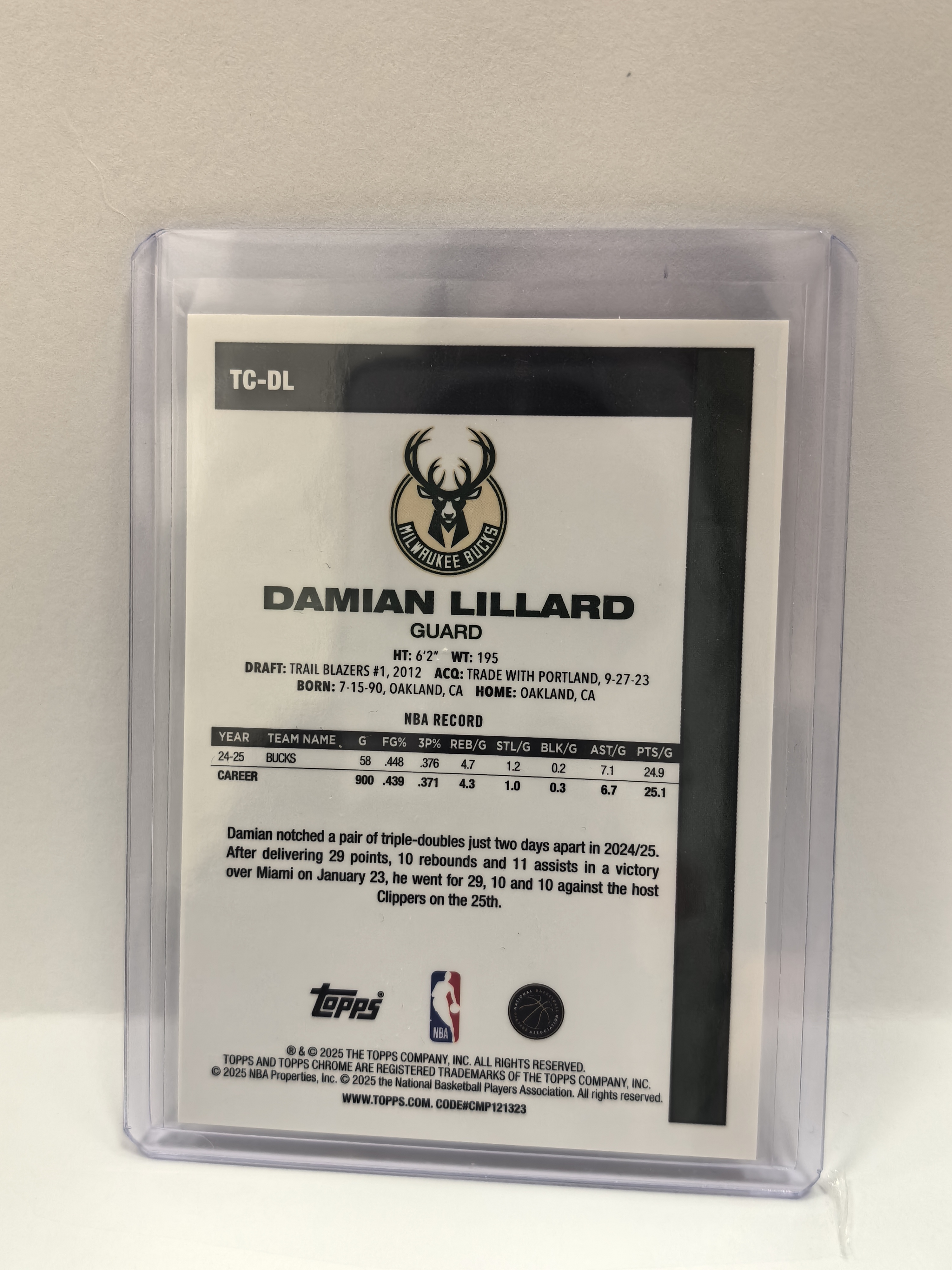 2025-26 Topps Basketball Damian Lillard 利拉德 利指导 雄鹿 /50编 金mojo折 45周年 复古 卡品如图