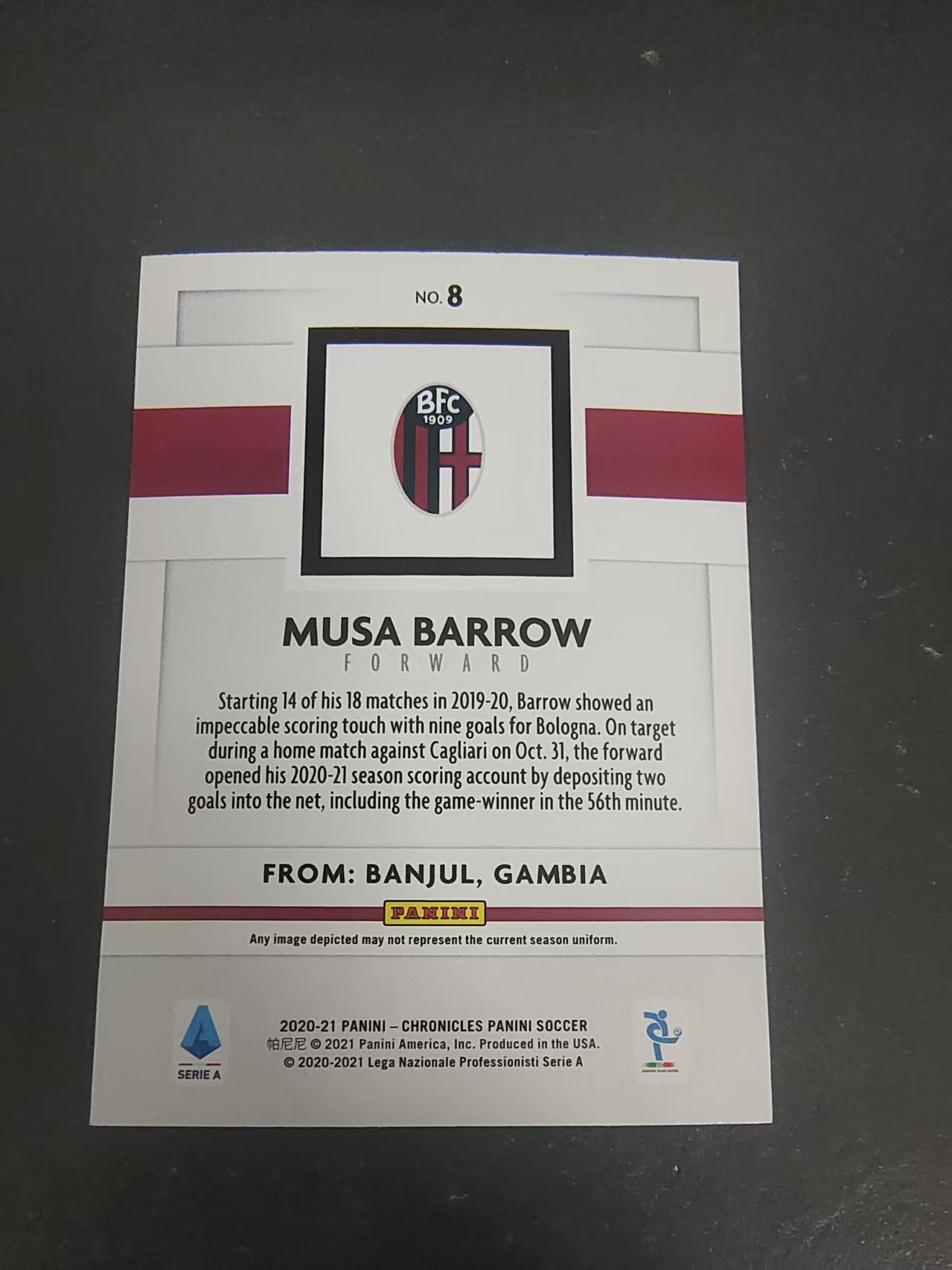 【可合并,不累计】2020-21 Panini Chronicles Musa Barrow RC 意甲 编年史 博洛尼亚 巴罗 新秀