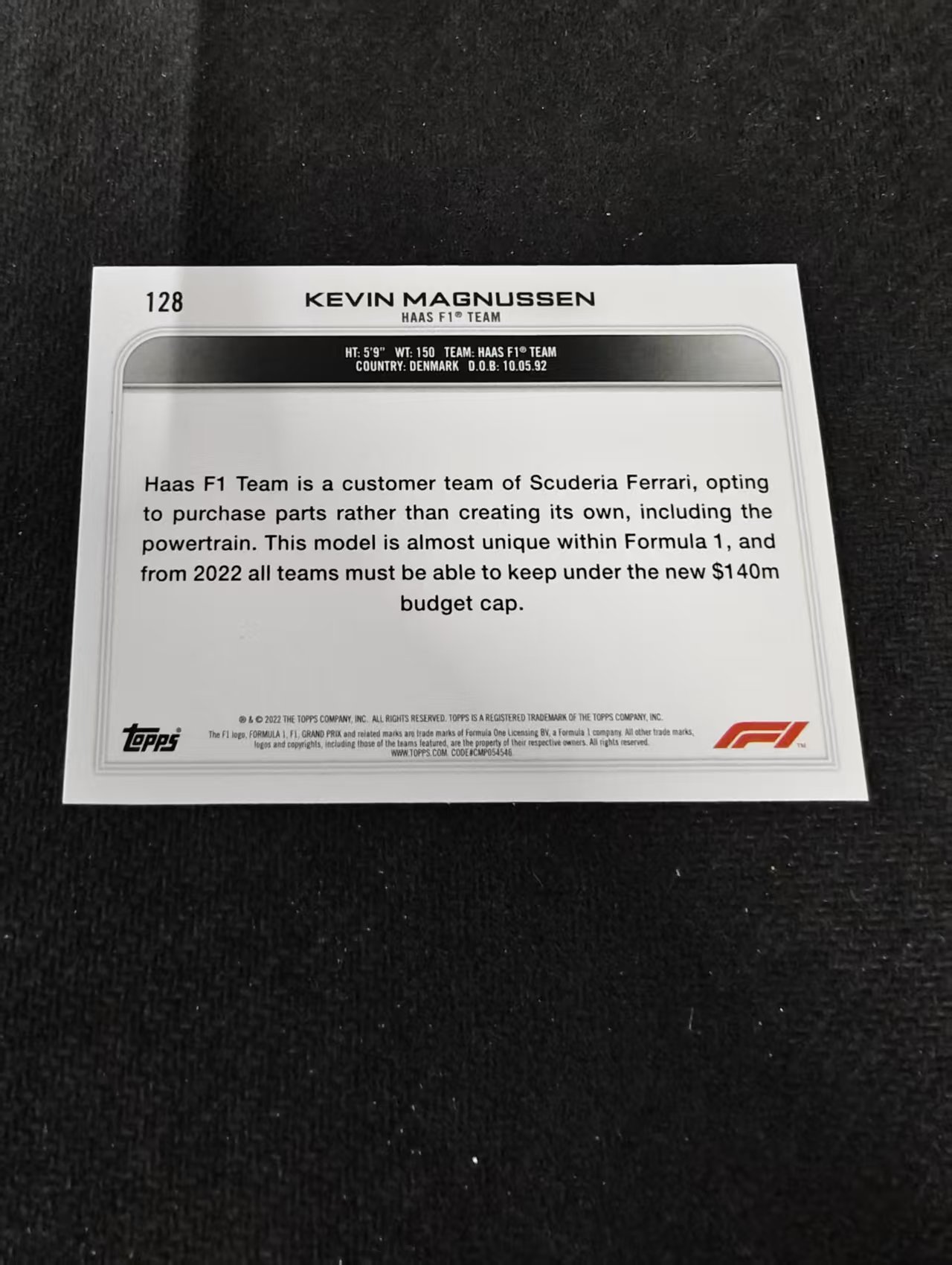 2022 Topps Chrome F1 Kevin Magnussen 凯文 马格努森 哈斯 黑白棋盘 划痕 边角瑕疵@128