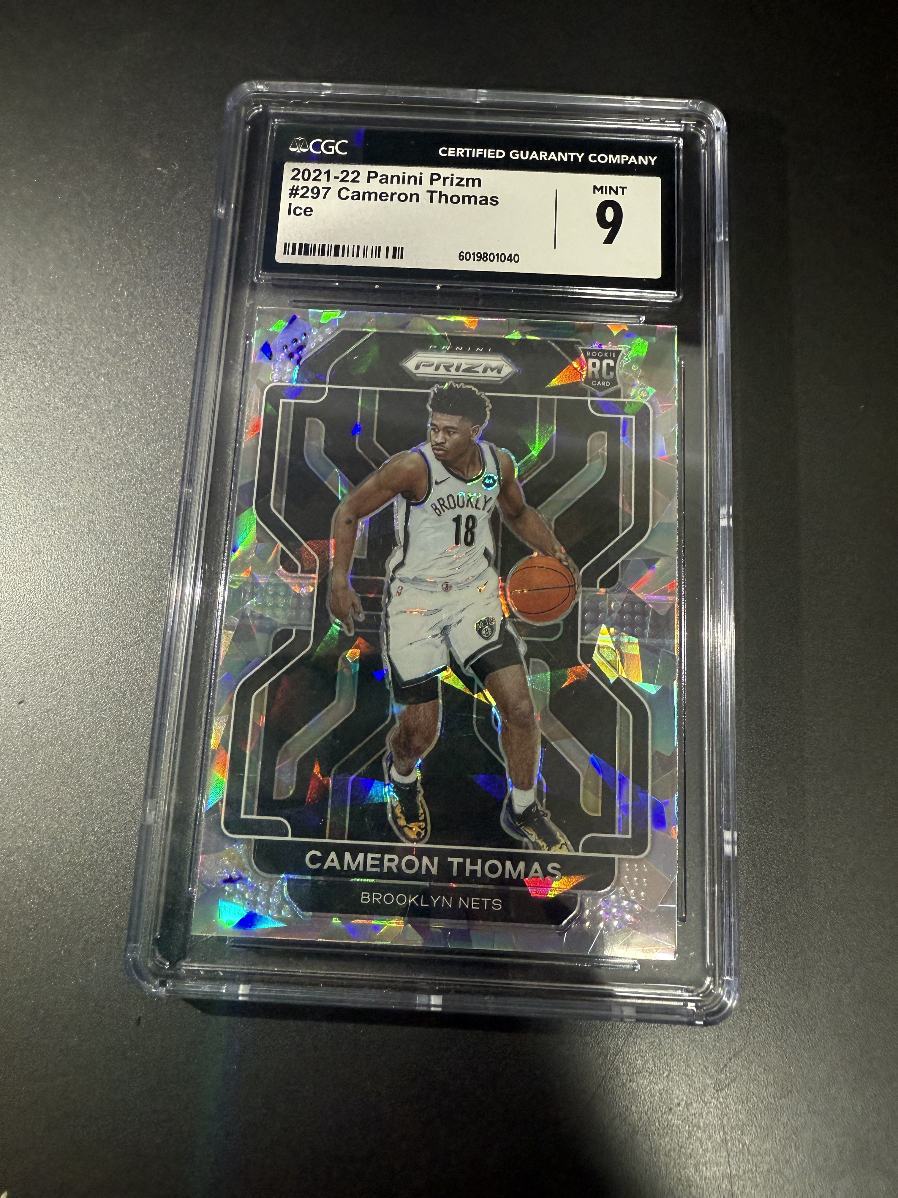 2021-22 Panini Prizm Cameron Thomas RC 卡梅伦托马斯 新秀 pz 碎冰折 cgc9分 评级 件