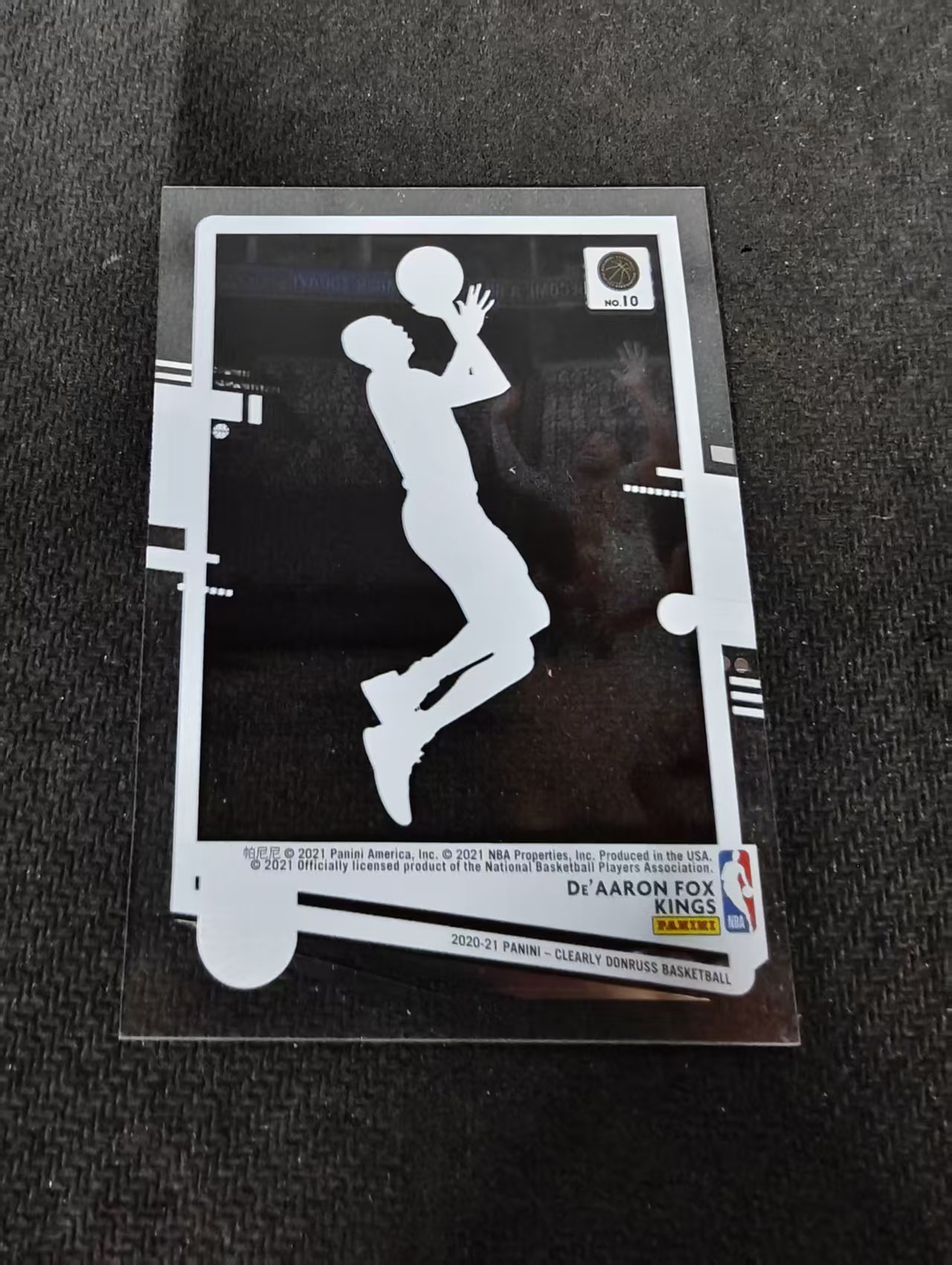 2020-21 Panini Clearly Donruss De'Aaron Fox 小狐狸 达龙 福克斯 国王 杜蕾斯 胶片 划痕 边角瑕疵 #10