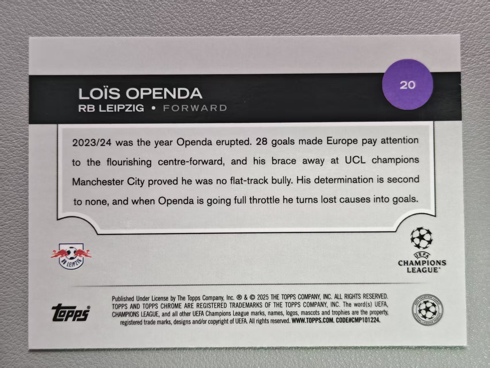 【阿泽代卖】2023-24 Topps Chrome Tc Lois Openda 莱比锡红牛 奥蓬达 /199编 折射 青波纹 带编 选图巨帅 卡品如图 介意勿拍-MAN