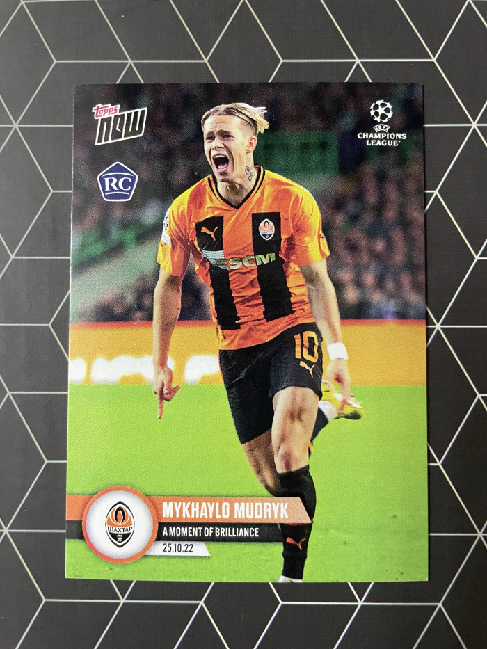2022 Topps now Mykhailo Mudryk 【hellfire拍卖】topps now系列 矿工 切尔西 穆德里克 新秀rc 欧冠进球庆祝选图 jjj