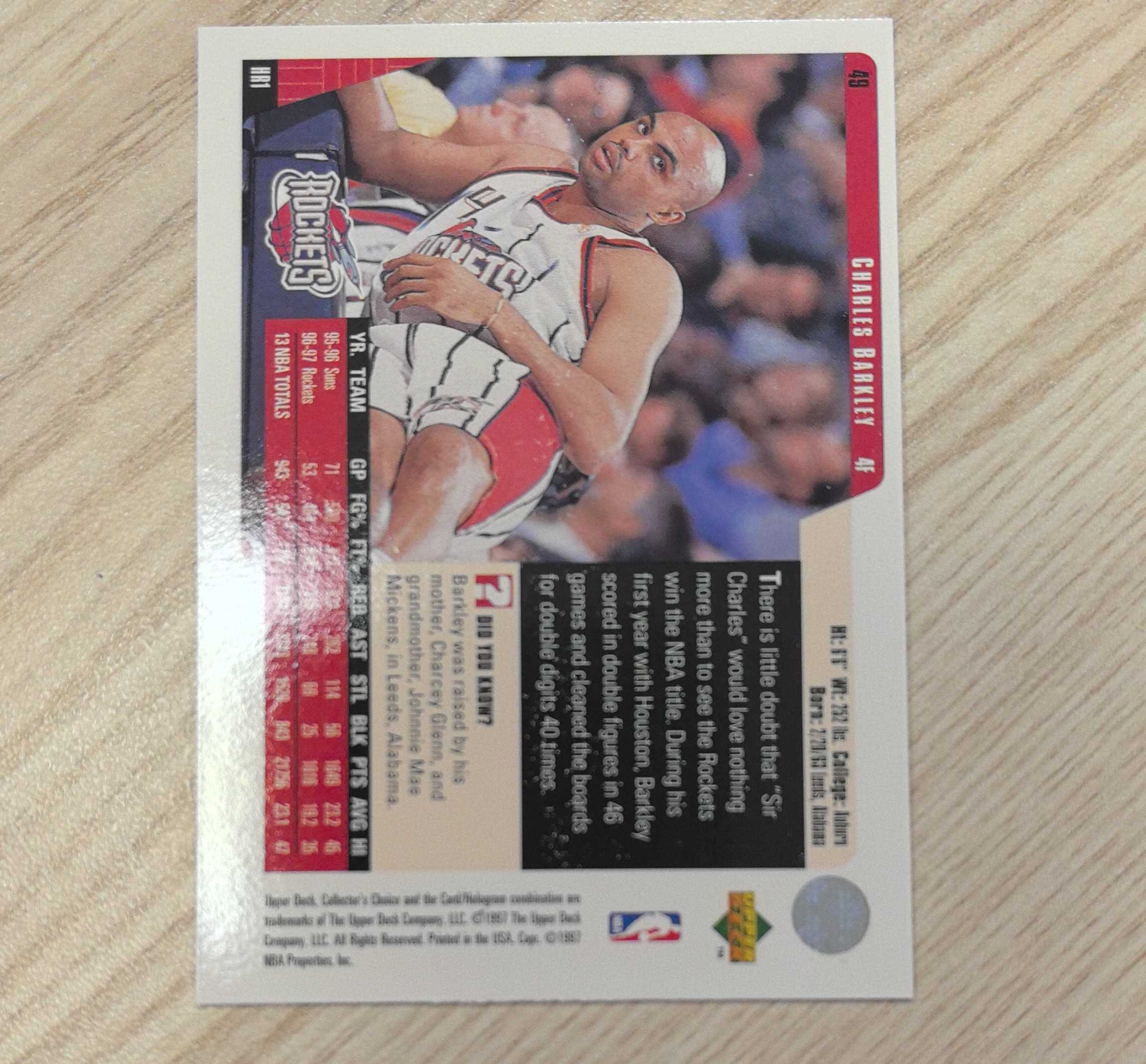 1997-98 Upper Deck Collector's Choice Charles Barkley 查尔斯·巴克利 飞猪 UD 50大 75大 名人堂 11届全明星MVP篮板王 76人太阳火箭