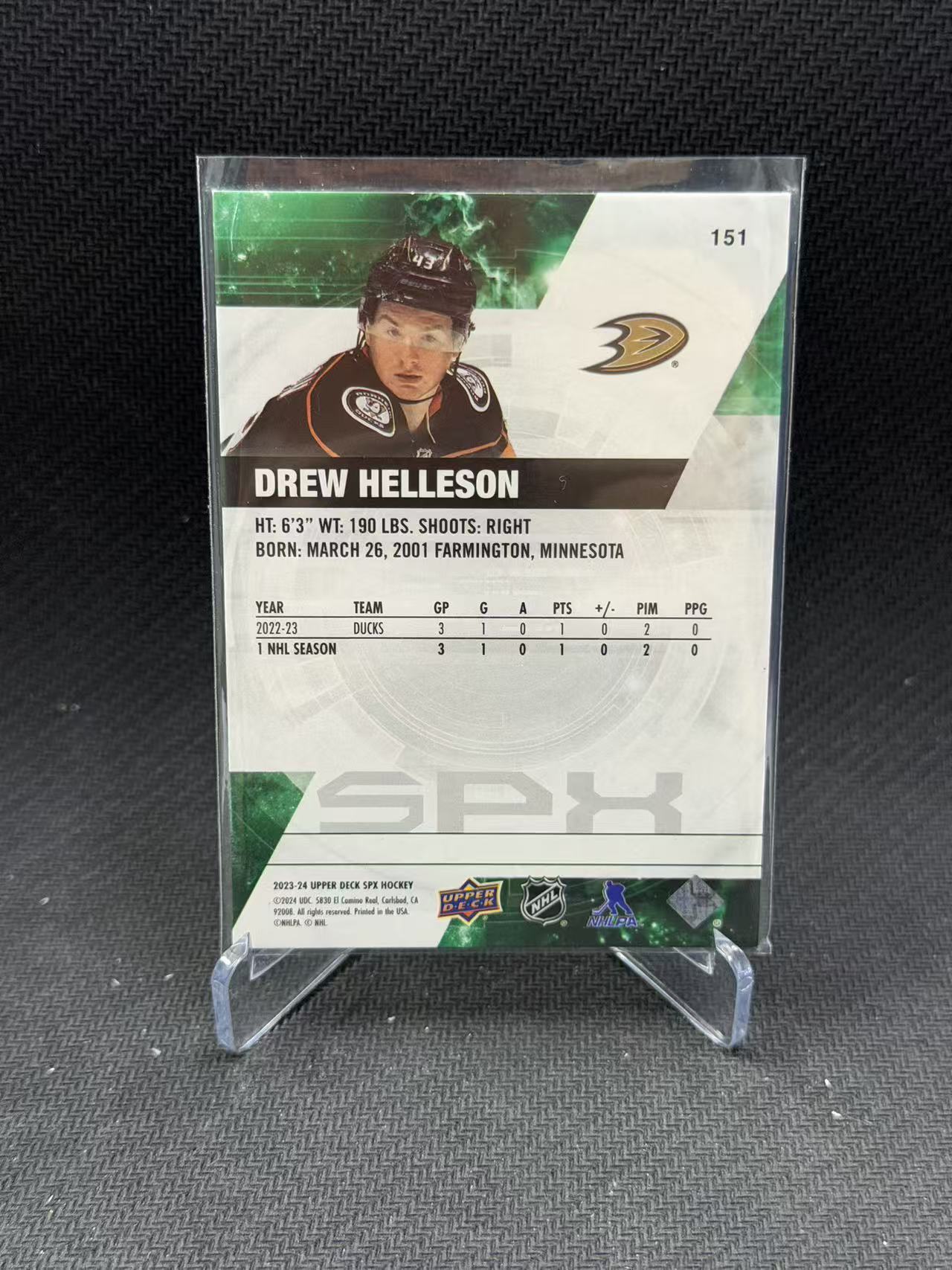2023-24 Upper Deck SPx Drew Helleson 德鲁 赫勒森 安纳海姆小鸭队 186/299 卡固官方代卖 Gordon
