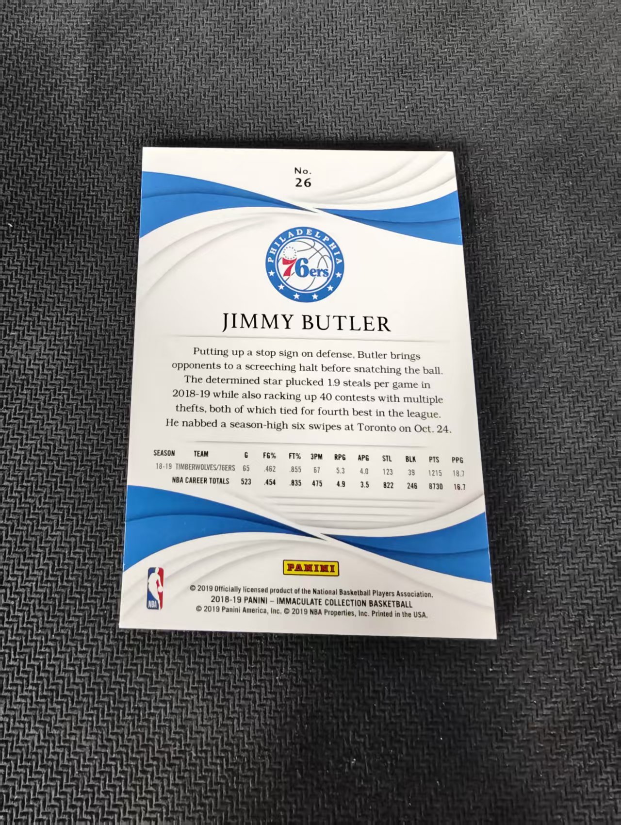 【可合并,不累计】2018-19 Panini Immaculate NBA 爱咪咪 Jimmy Butler 吉米 巴特勒 费城76人 99编