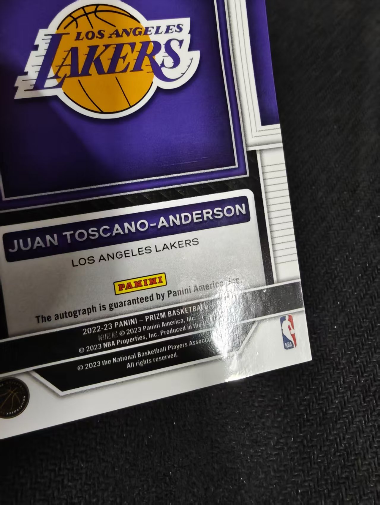 2022-23 PANINI Prizm Juan Toscano-Anderson 洛杉矶湖人 胡安 托斯卡诺 安德森 签字 瑕疵如图