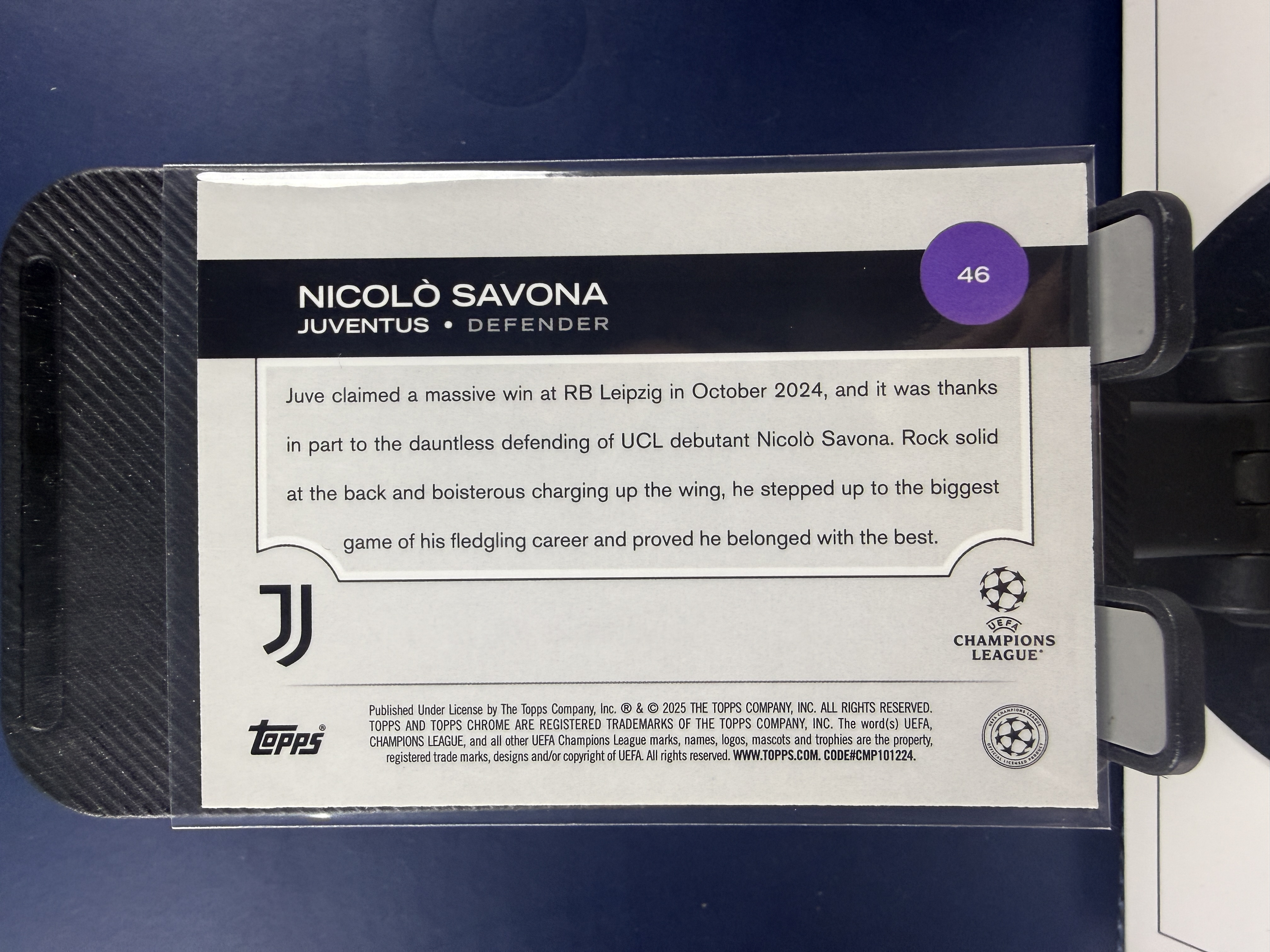 2024-25 Topps Chrome Nicolo Savona RC TC 欧冠 尤文图斯 新秀 萨沃纳 绿折 折射 99编 收藏必备 (沸腾)