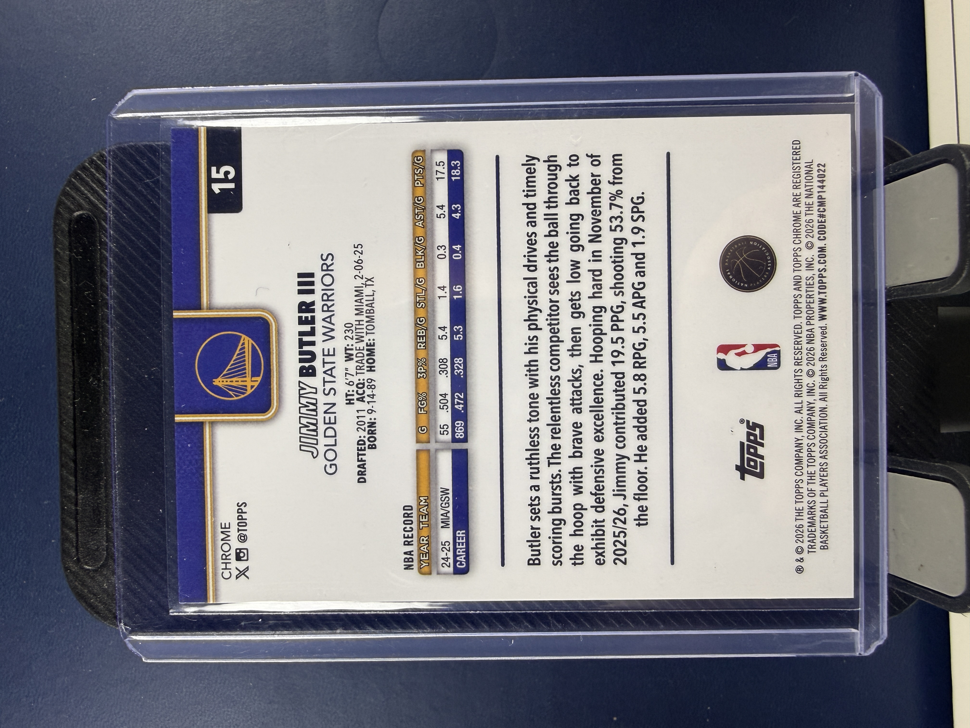 2025-26 Topps Chrome Jimmy Butler III TC 勇士 巴特勒 橙折 25编 球皮折 收藏必备 (海绵)