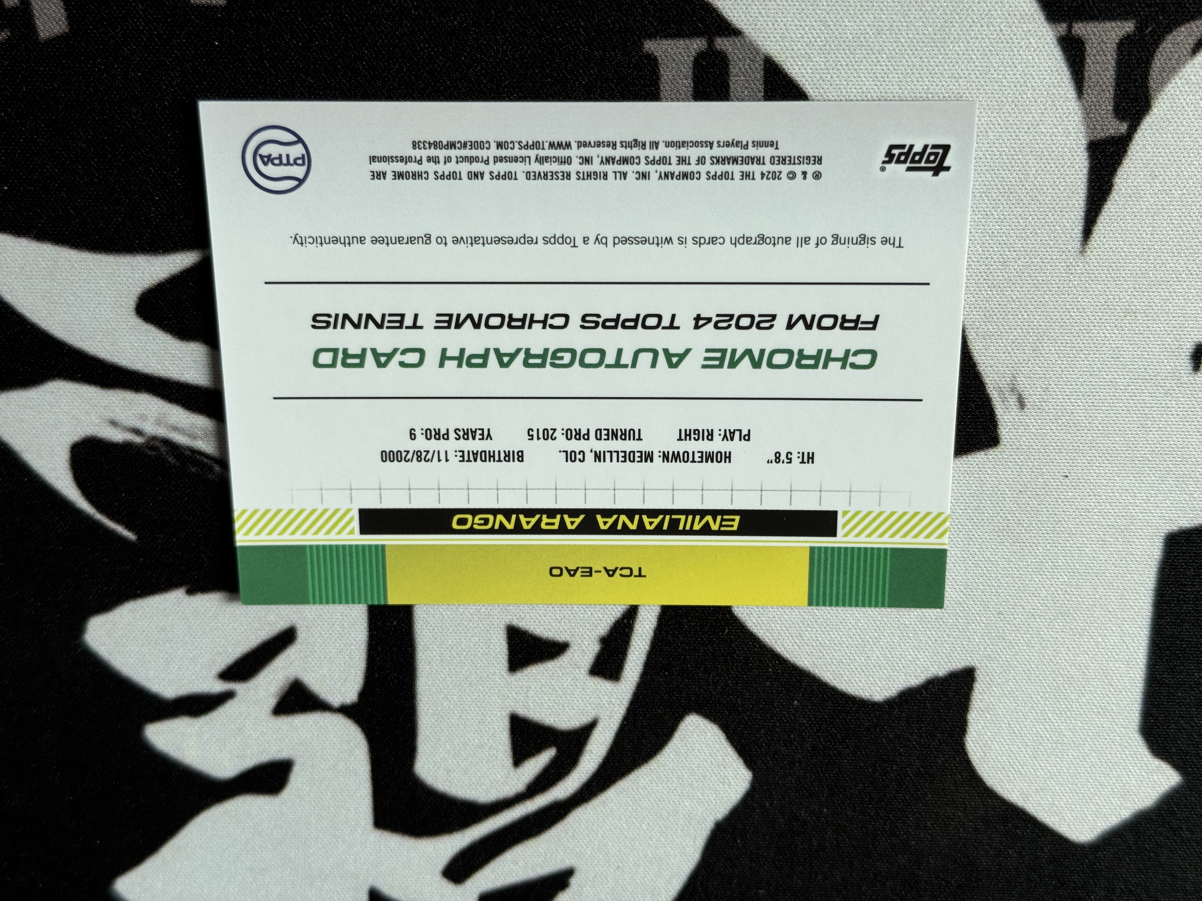 2024 Topps Chrome Emiliana Arango 【大熊球星卡店】网球 TC 艾米利亚娜 阿兰戈 /20编 玫瑰金折 签字 低编 折射 03/20 不累计 瑕疵如图看描述【海】