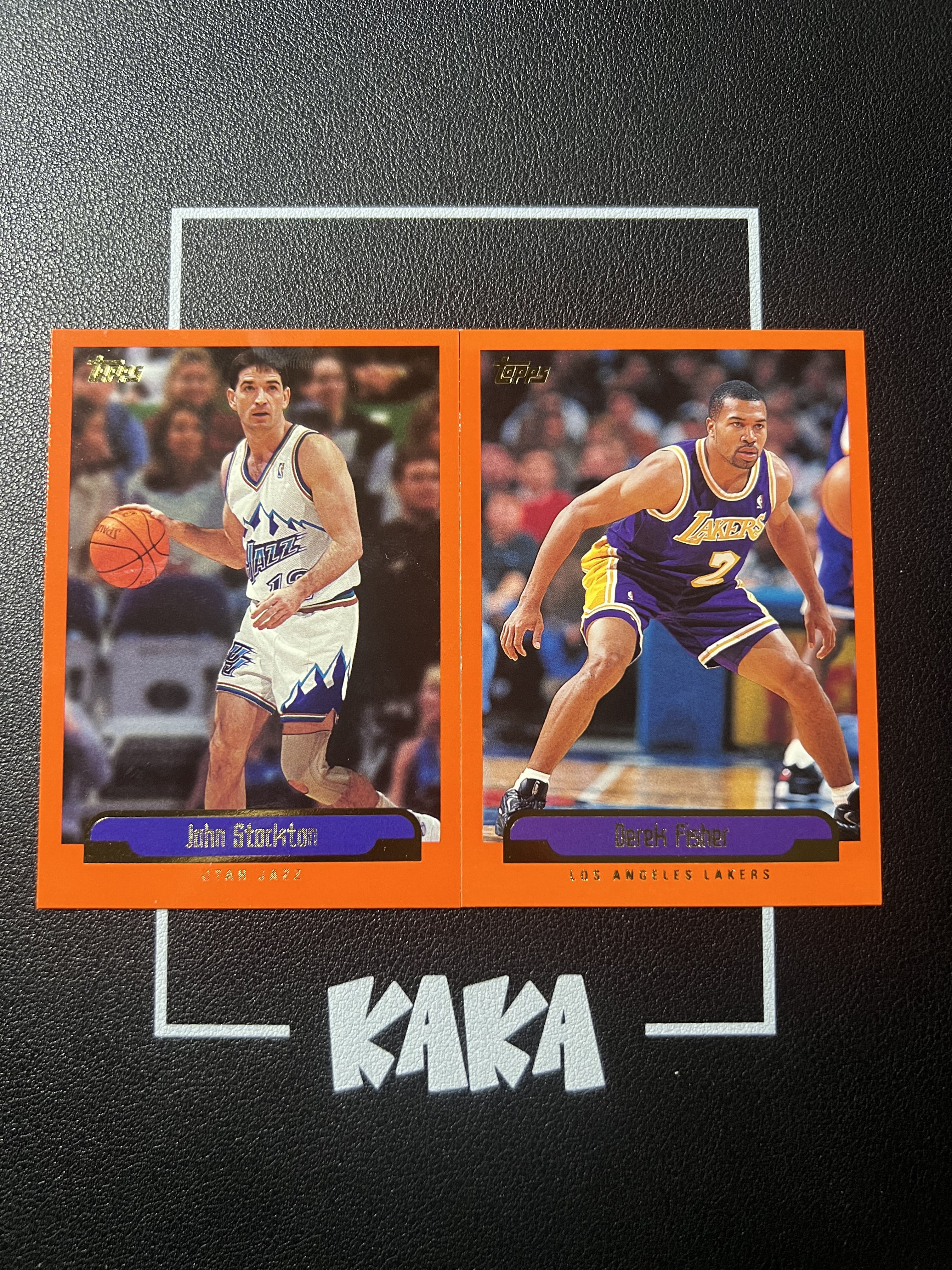 【KAKA】1999 Topps John Stockton Derek Fisher 爵士 斯托克顿 湖人 费舍尔 橙折 特卡 2张打包 经典老特 专收必备 SC