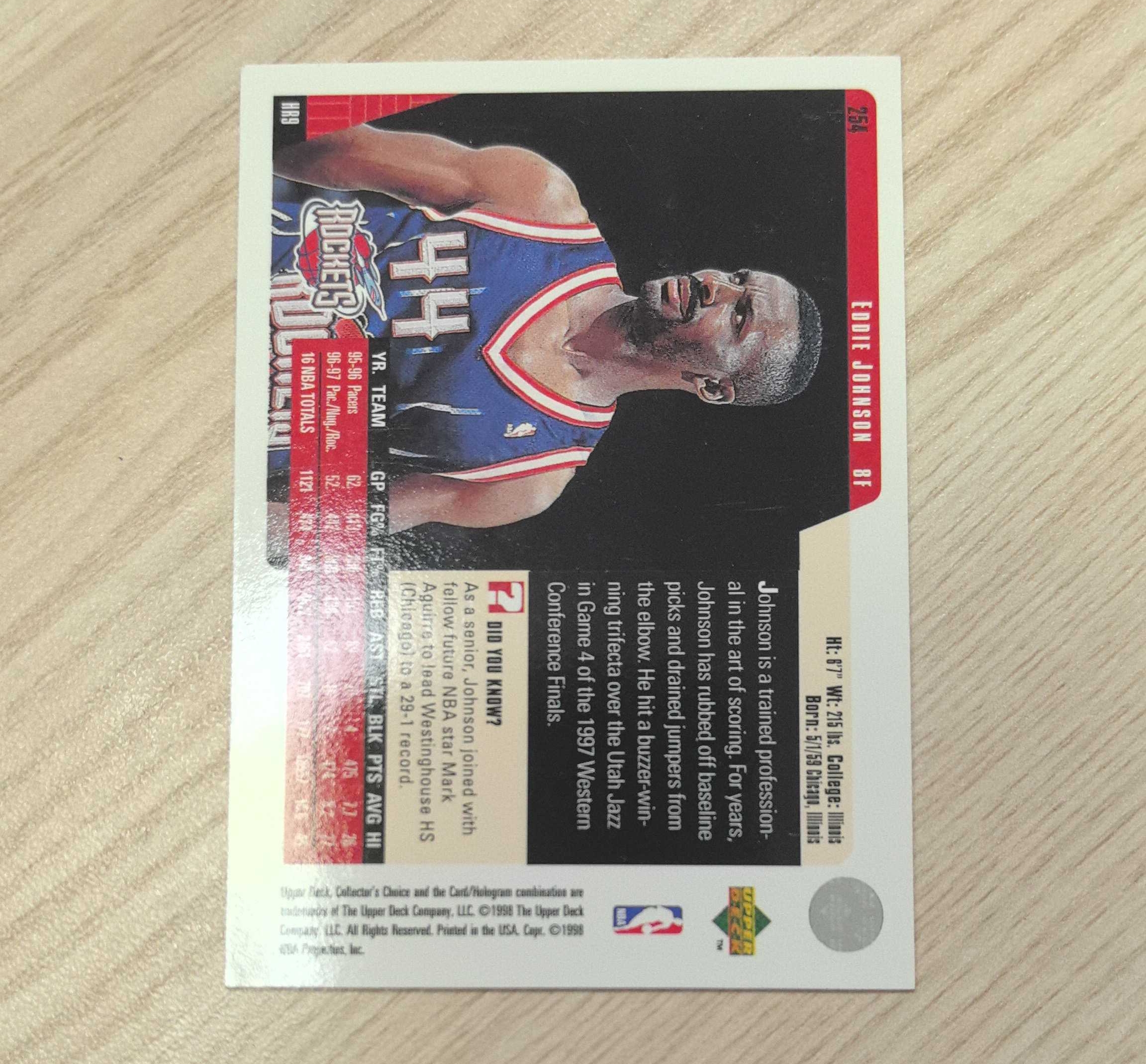 1997-98 Upper Deck Collector's Choice Eddie Johnson 埃迪·约翰逊 UD最佳第六人 先后效力于国王、太阳、超音速、黄蜂、步行者和火箭硬通货极具收藏价值