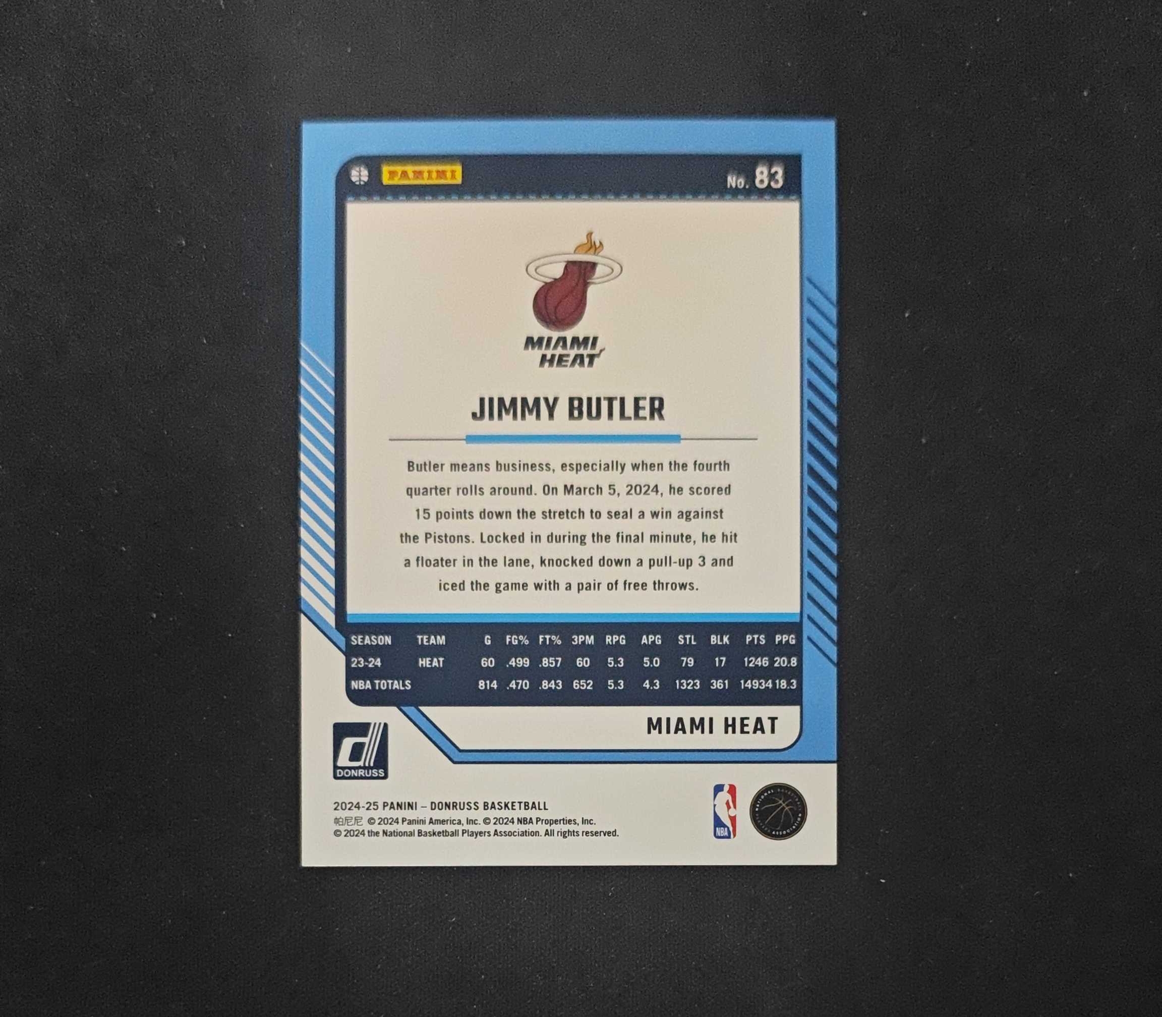 2024-25 Panini Donruss Jimmy Butler 【SC拍卖】杜蕾斯 热火 巴特勒 99编 红佛光 收藏必备(小骆)