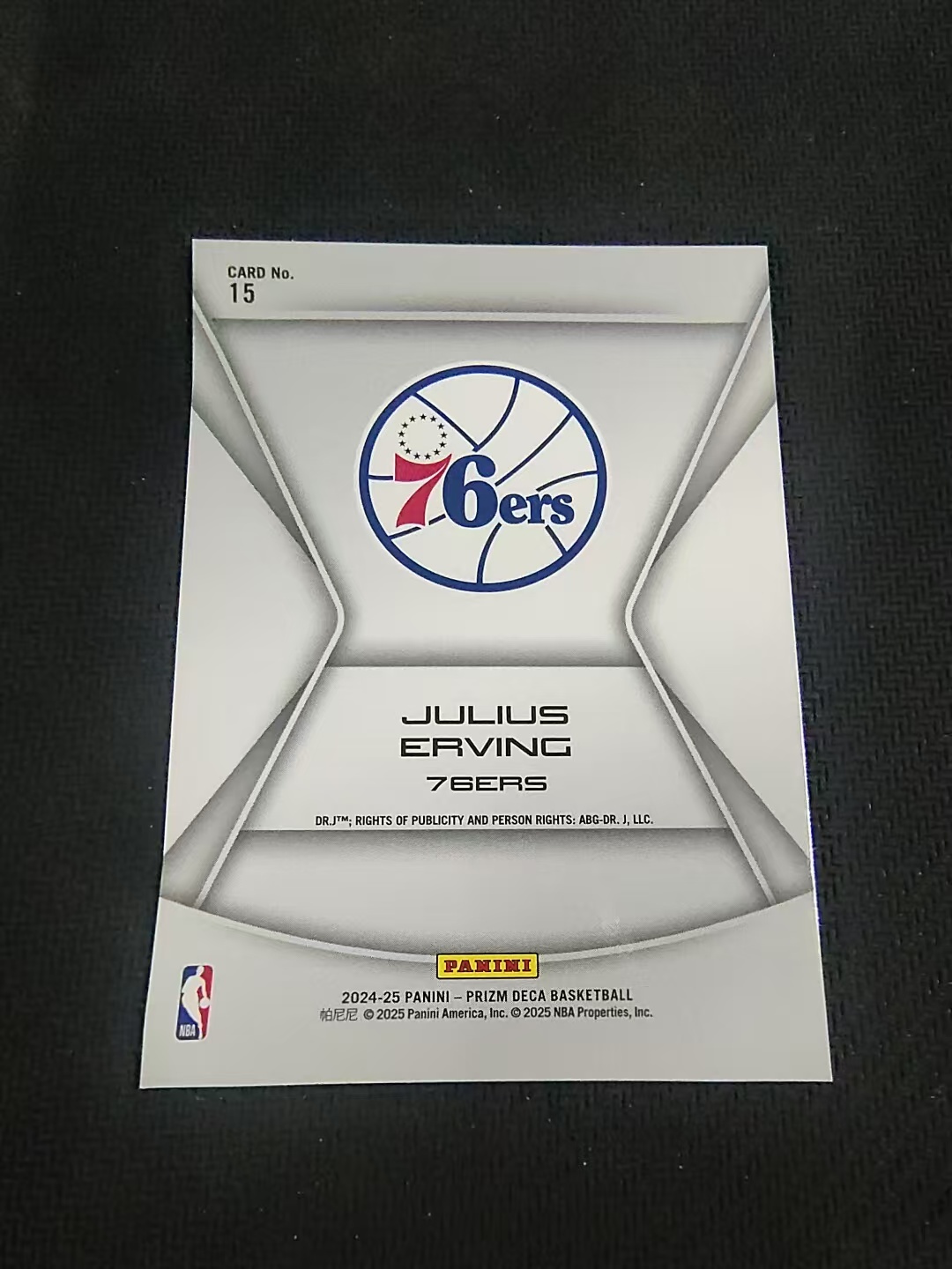 【可合并,不累计】2024-25 panini prizm deca JULIUS ERVING 76人 名宿 朱利斯 欧文 J博士 PZ 复刻 特卡 划痕 边角瑕疵 #15