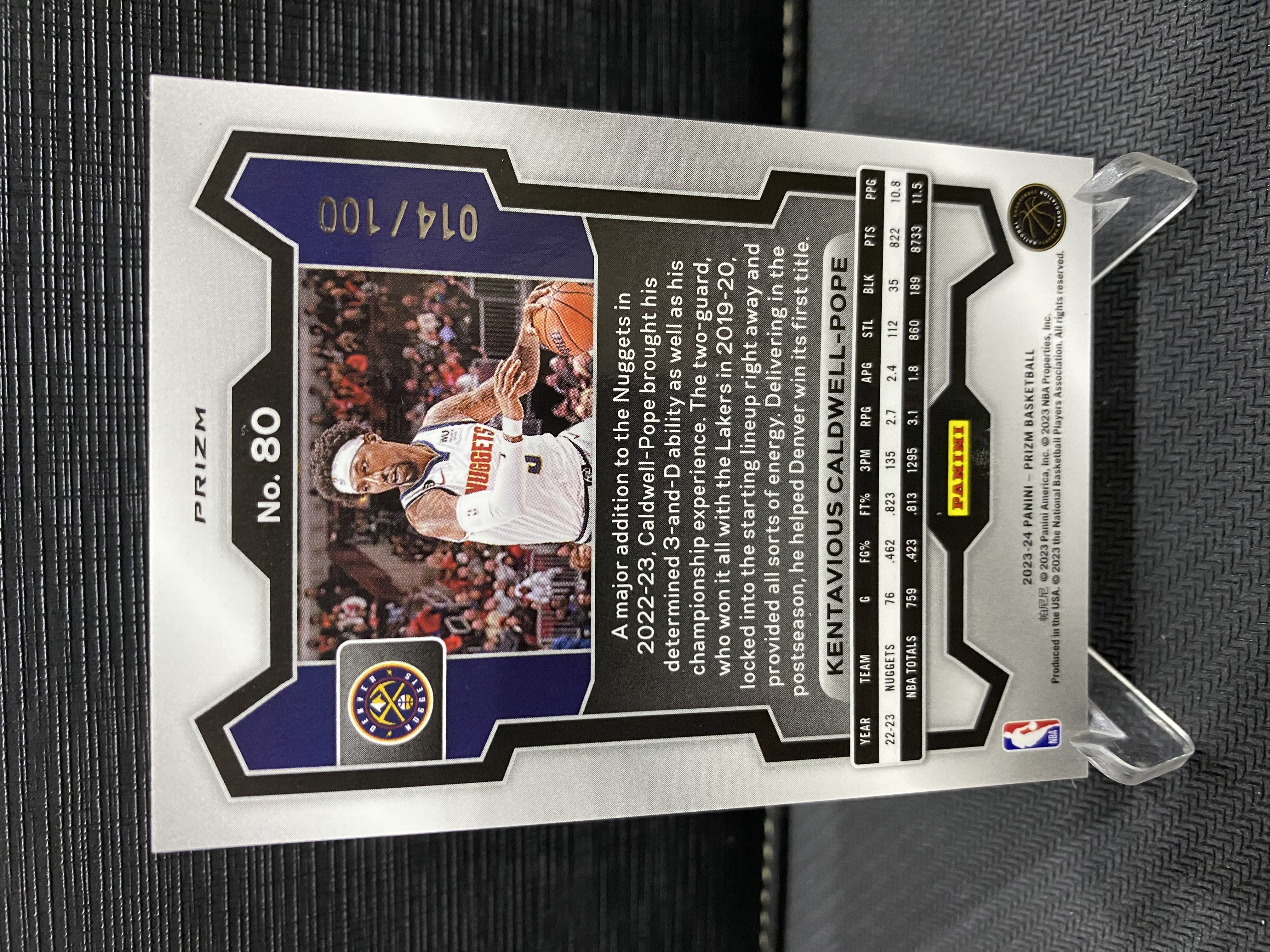 2023-24 Panini Prizm Kentavious Caldwell-Pope PZ 折射 掘金 考特维尔 波普 100编 红泡泡折 收藏必备 卡品如图 -老道-【乌苏拍卖】