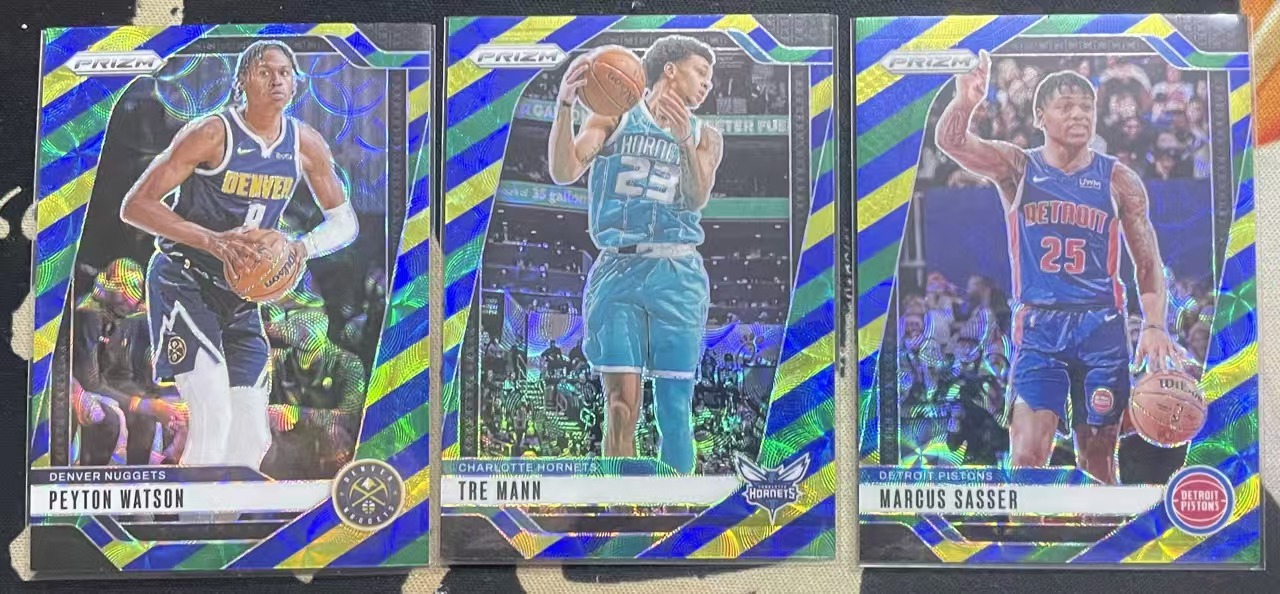 2024-25 Panini Prizm Peyton Watson 佩顿·沃特森 马库斯·萨瑟 特雷·曼恩 pz 三色折 黄瓜折 圈圈折 折射 打包 值得收藏(猴子卡社)