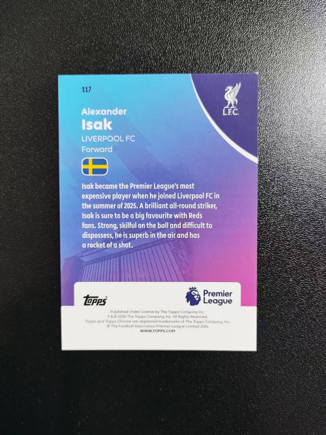2026 Topps Chrome Alexander Isak 伊萨克 利物浦 瑞典 TC英超 折射 收藏凑套 卡品如图 免费代拍CC12
