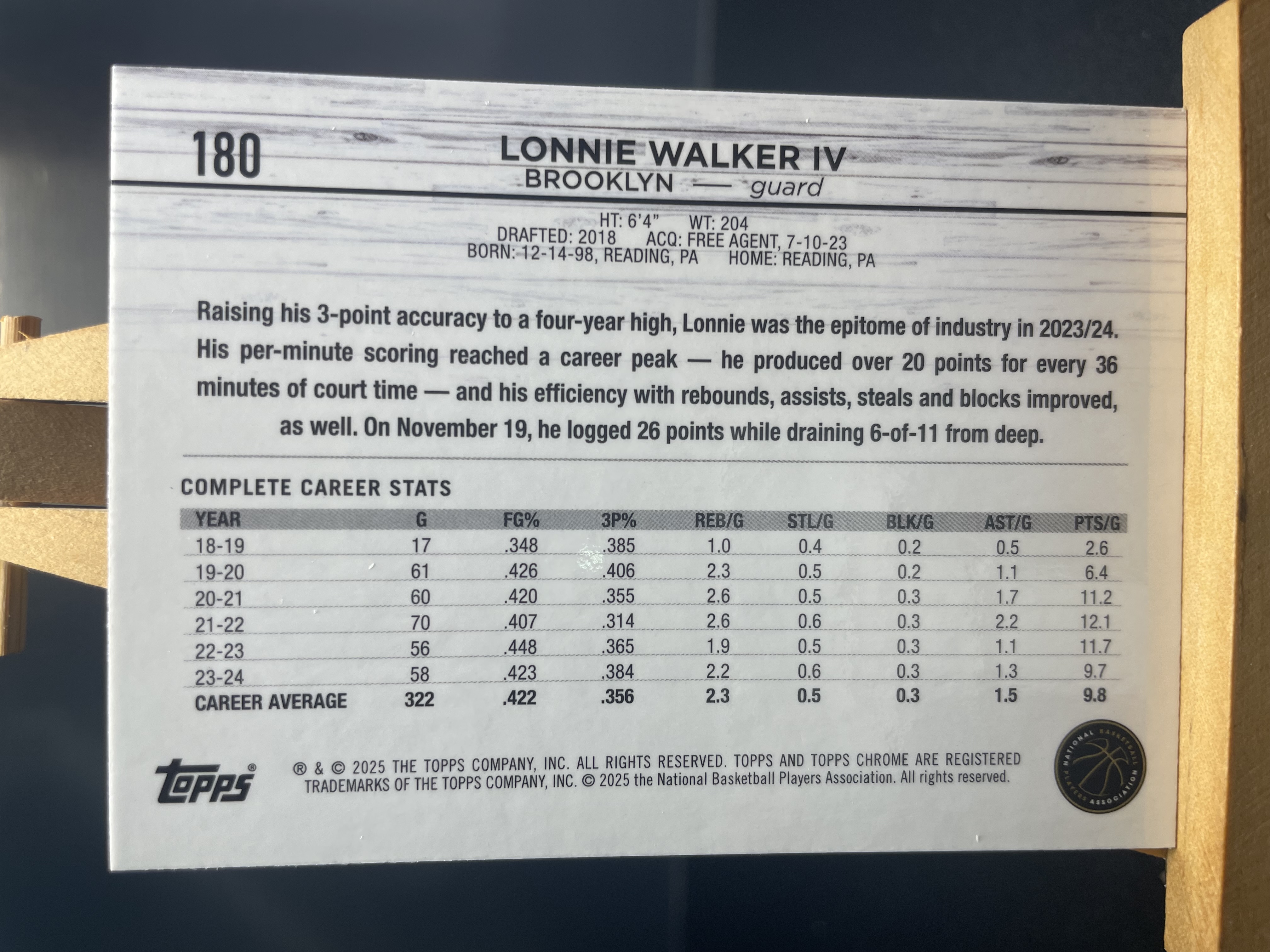 (B6) 2024 TOPPS 折射 */150编 朗尼 沃克四世 近期大热球星 卡品如图 !!!