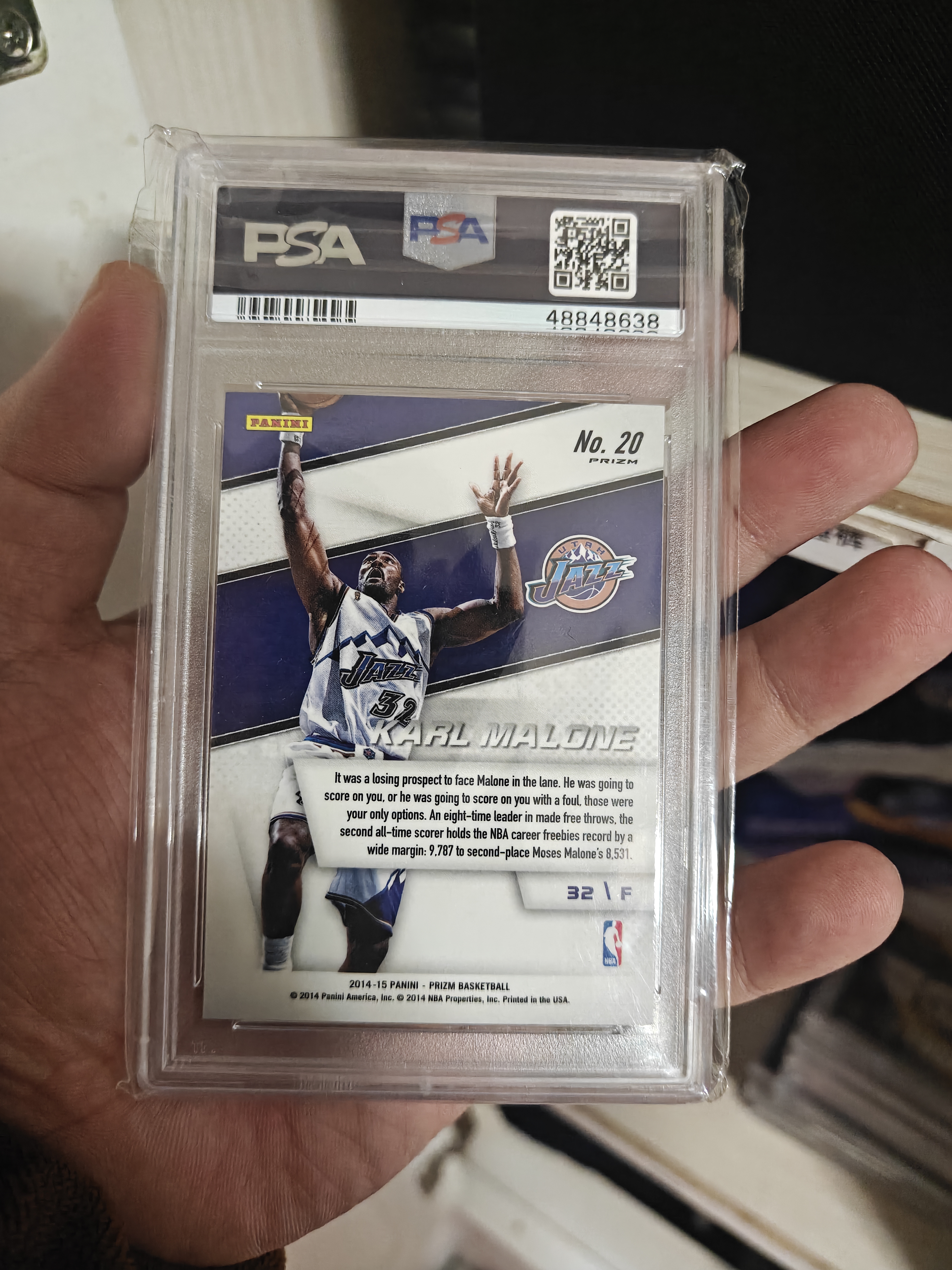 2014-15 Panini Prizm Karl Malone #20 PSA10 买一张少一张 邮差 爵士 卡尔 马龙 还未超发时期 正银折 银折 爵士队 Prizm系列