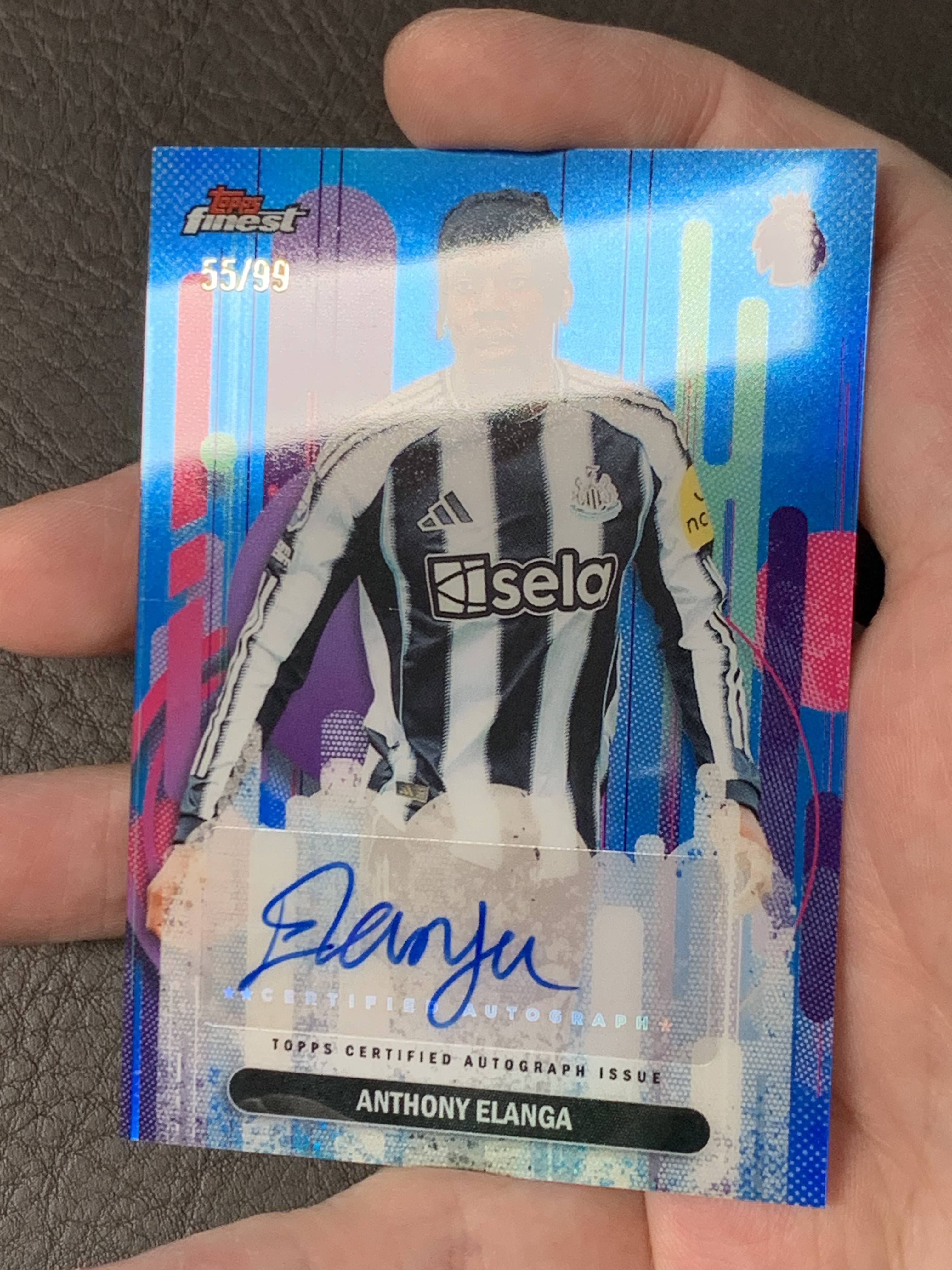2026 Topps Finest Anthony Elanga 英超 埃兰加 纽卡斯尔联 瑞典 曼联 英格兰 55/99编 蓝折 签字
