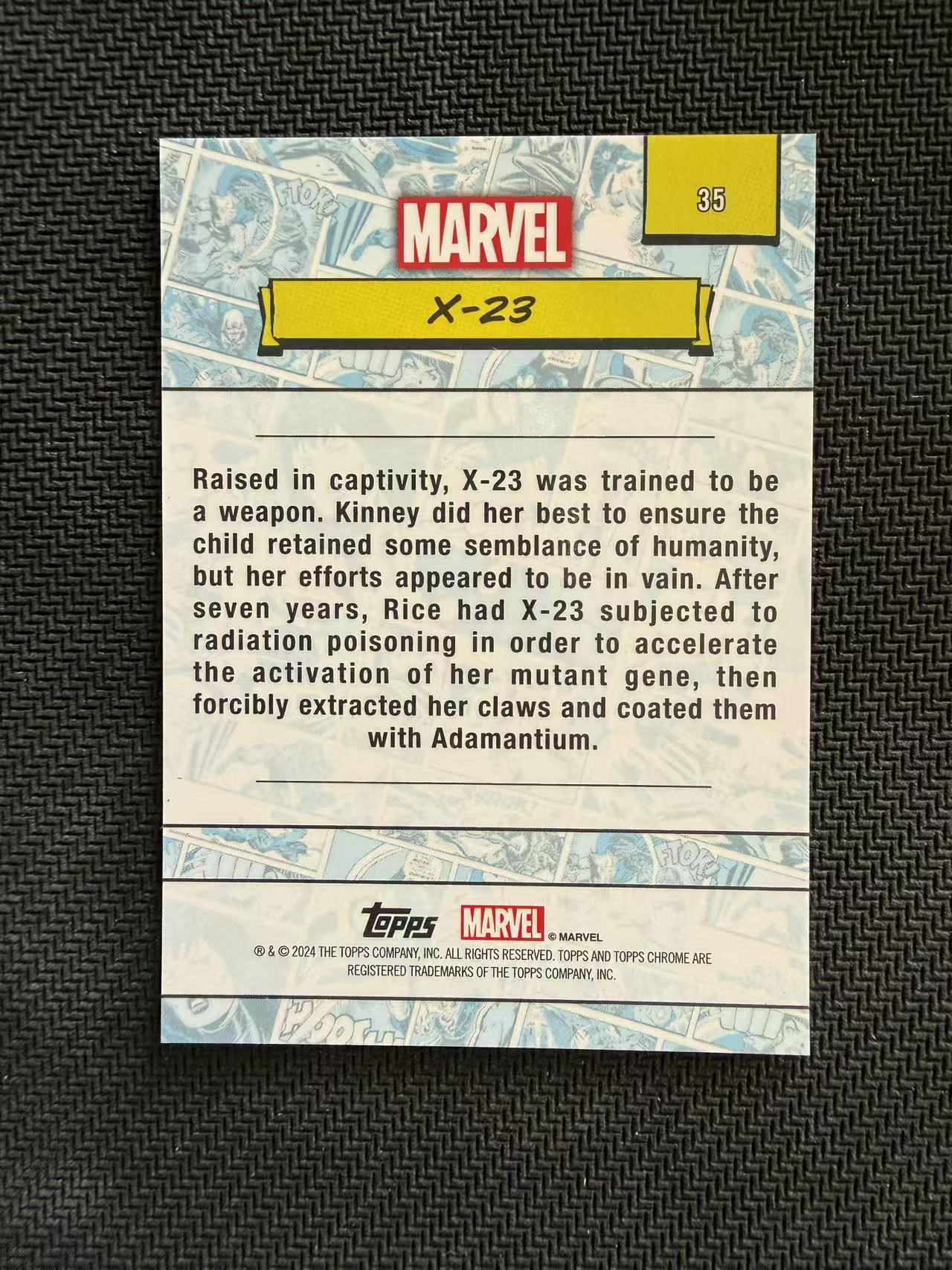 2024 Topps Chrome Marvel X-23 漫威 收藏必备(张无忌)