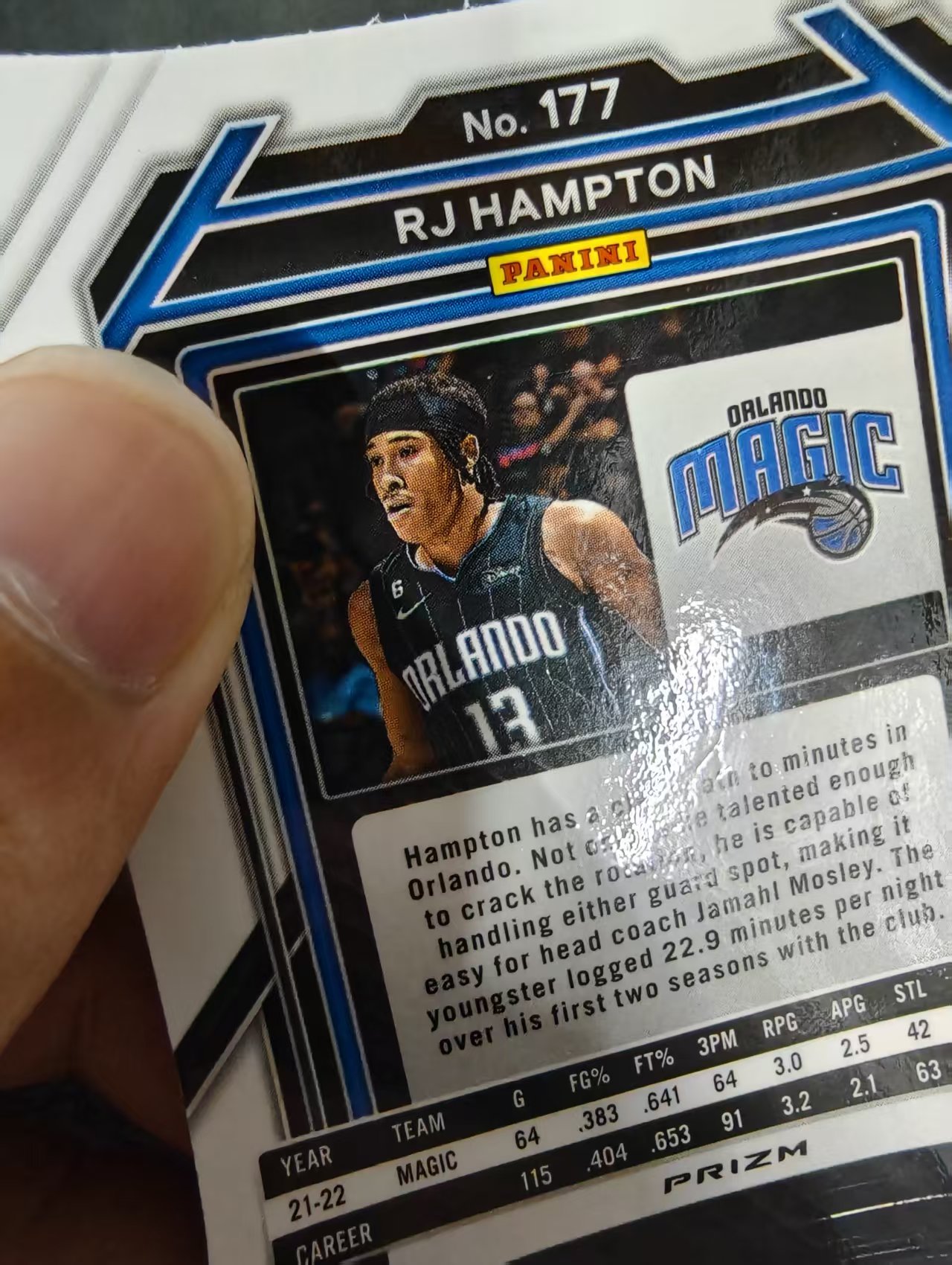 2022-23 Panini Prizm RJ Hampton RJ 汉普顿 魔术 红波纹 PZ 划痕 边角瑕疵 #177