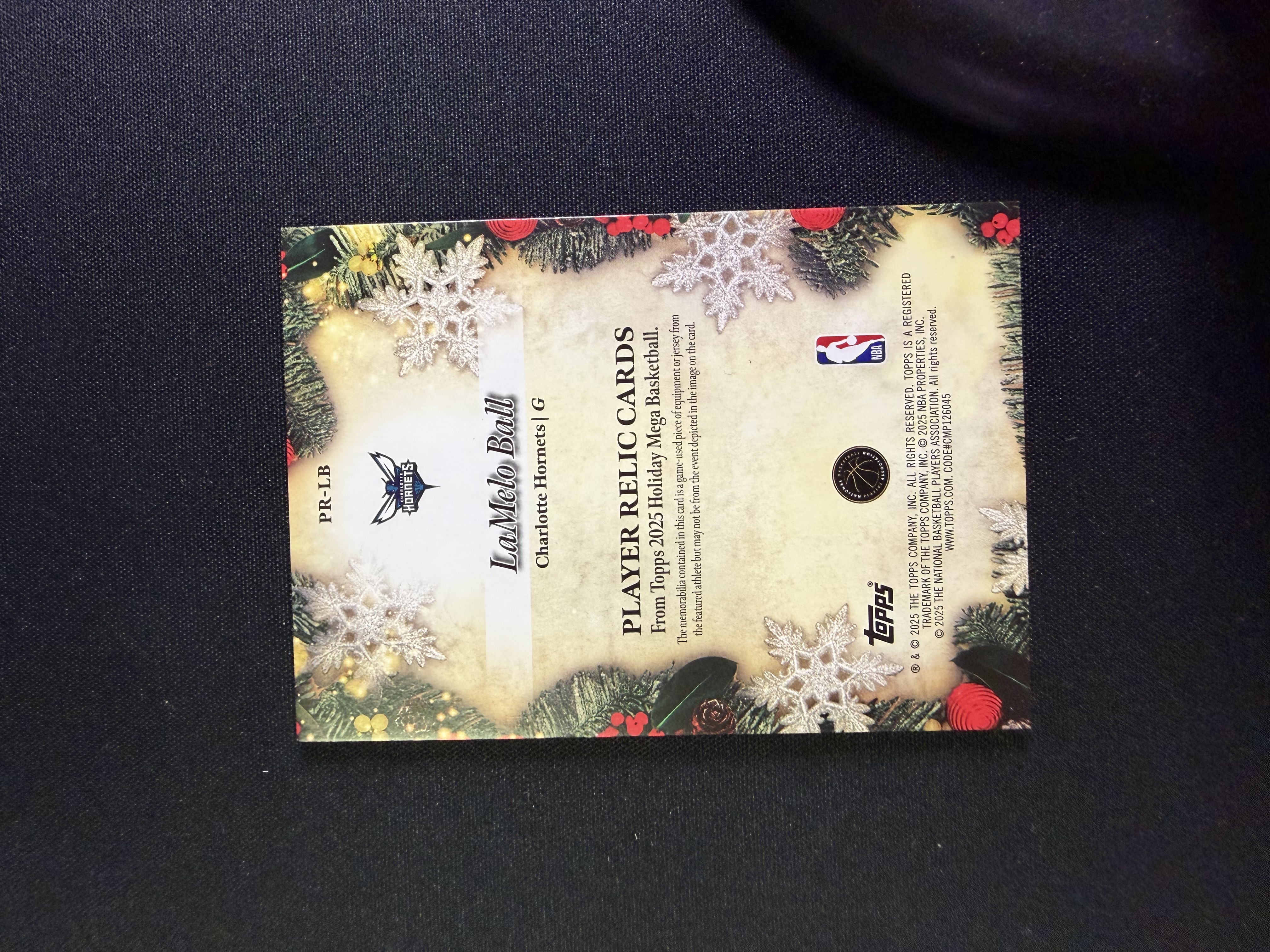 2025-26 Topps Holiday Mega LaMelo Ball 拉梅洛 鲍尔 三球 黄蜂 亲穿球衣 PATCH 双色切割 物料 PPP