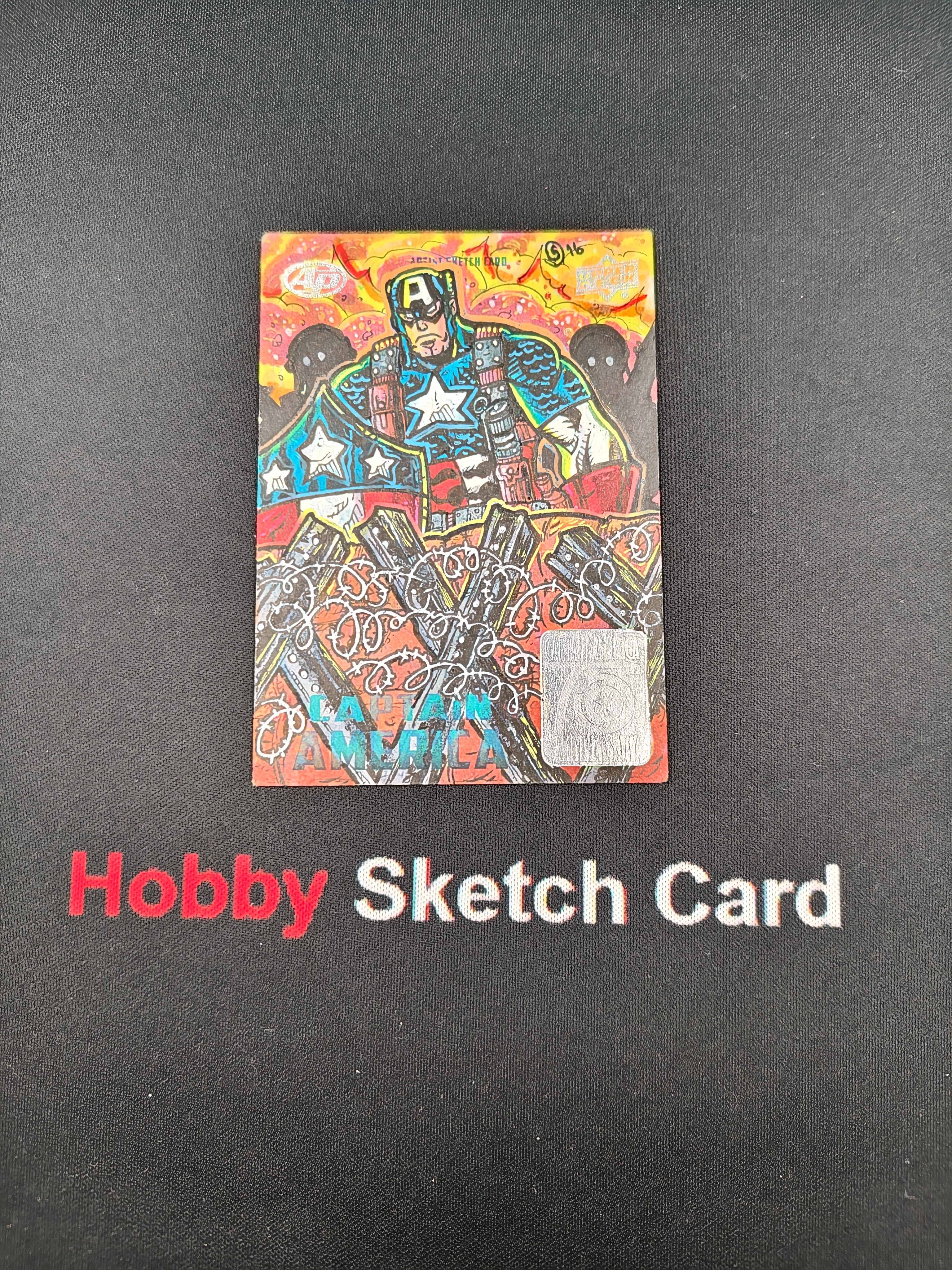 2016 Upper Deck Marvel (MCU) CAPTAIN AMERICA 漫威 美国队长 手绘卡 画师 Jucy Lande 背面 签字 签名 1of1