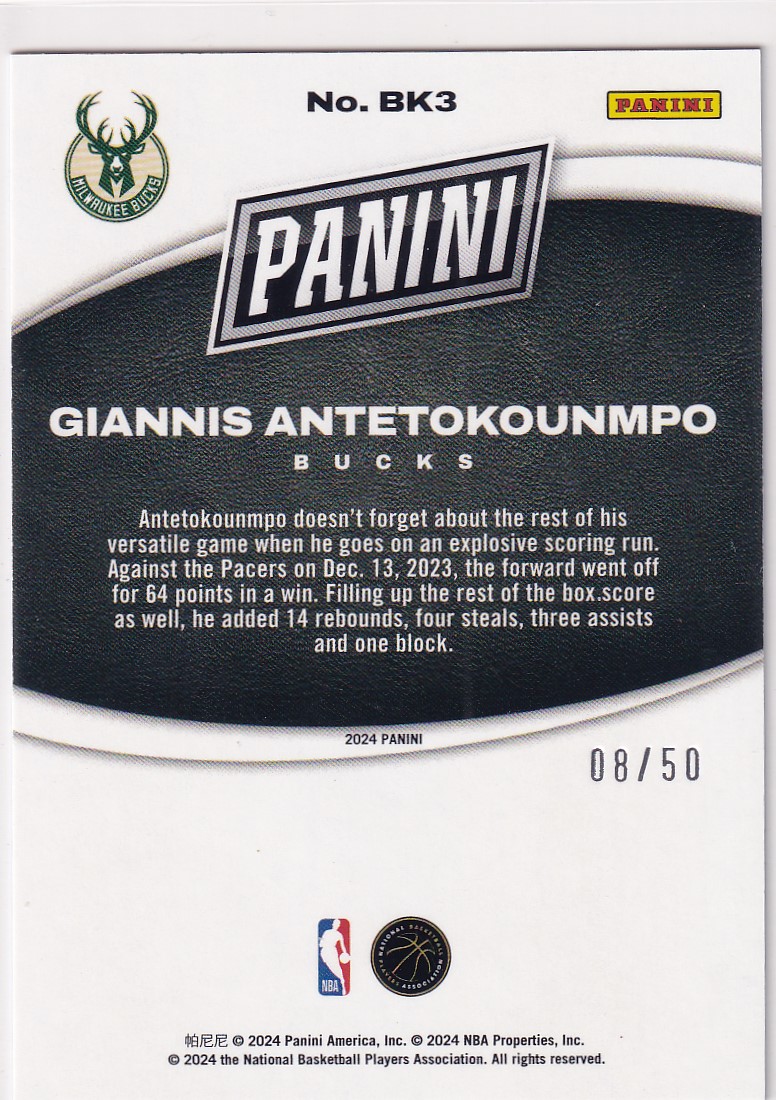 【thebighit】不累计大乔克.2023-24 Panini Black Friday 黑五 字母哥 阿德托昆博 50编