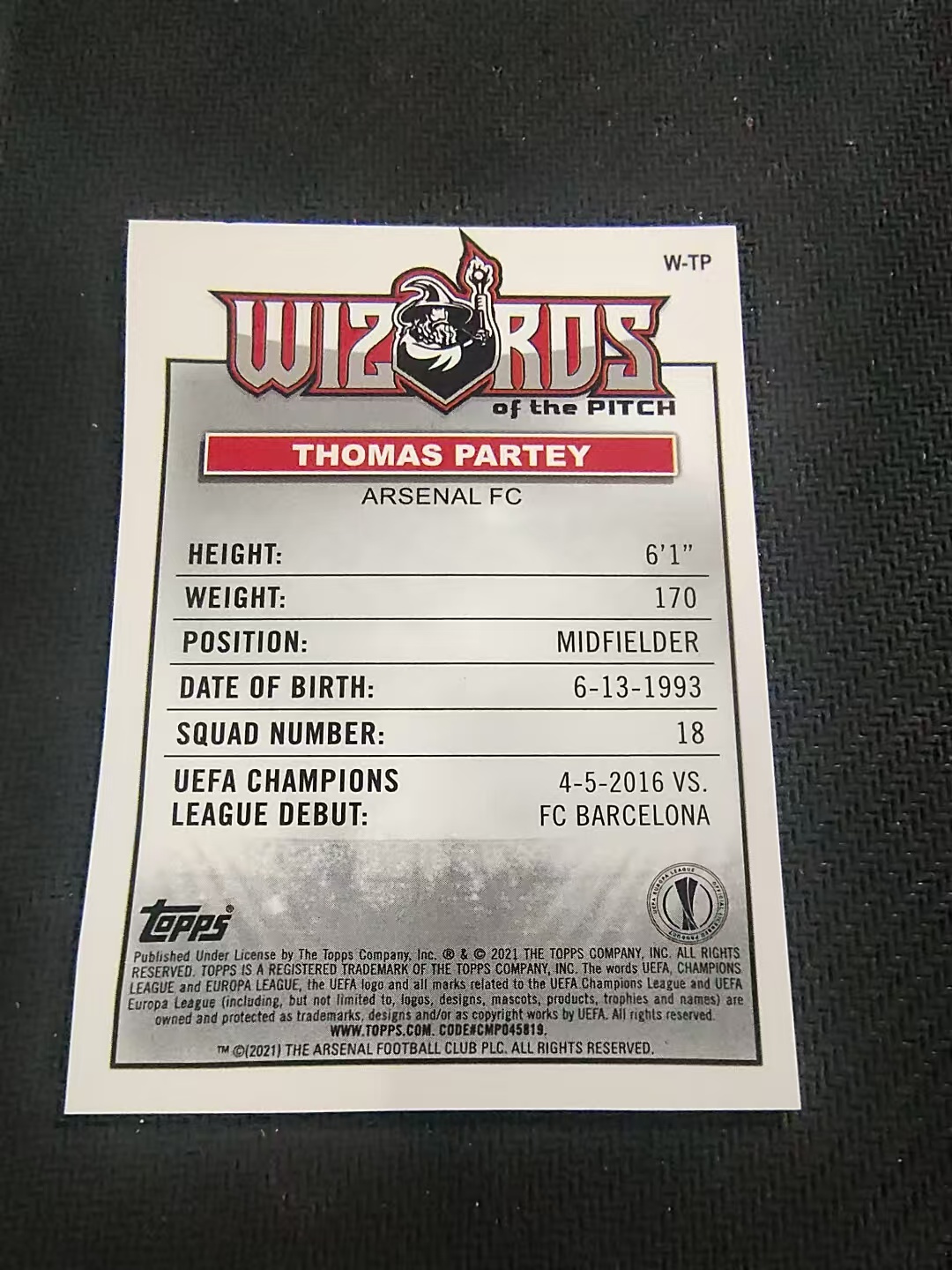 【可合并,不累计】2021 Topps Merlin chrome Thomas Partey 阿森纳 托马斯 帕尔泰 梅林 欧冠 Wizrds 特卡 银折