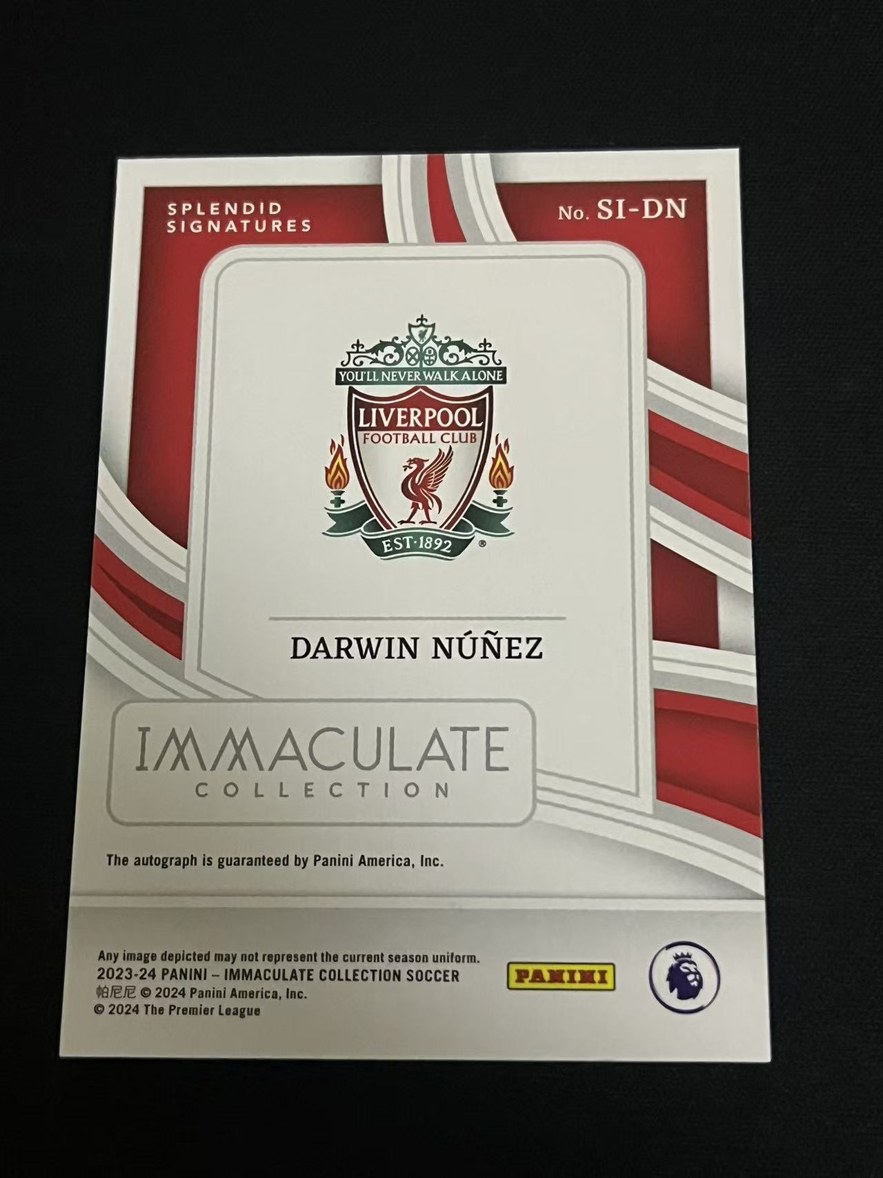 2023-24 Panini Immaculate Collection Darwin Nunez 爱咪咪 利物浦 达尔文-努涅斯 签字 28/99编