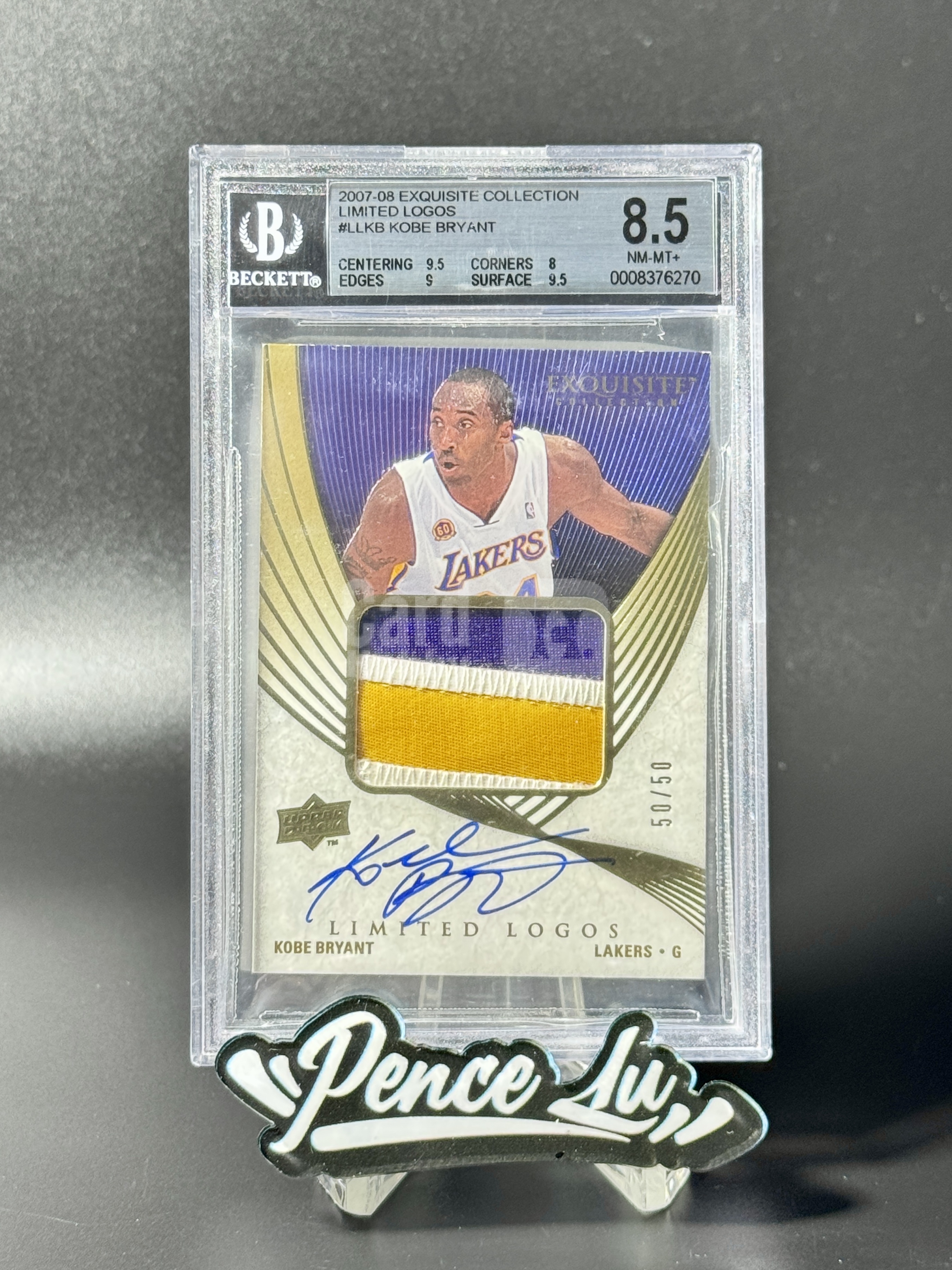 【喷子拍卖】2007-08 UD exquisite Kobe Bryant 木盒 洛杉矶湖人 科比 布莱恩特 LL limited logo 50编 大窗patch 卡签 切割暴力 大hit BGS8.5/10 可凑科比同版 RRQ