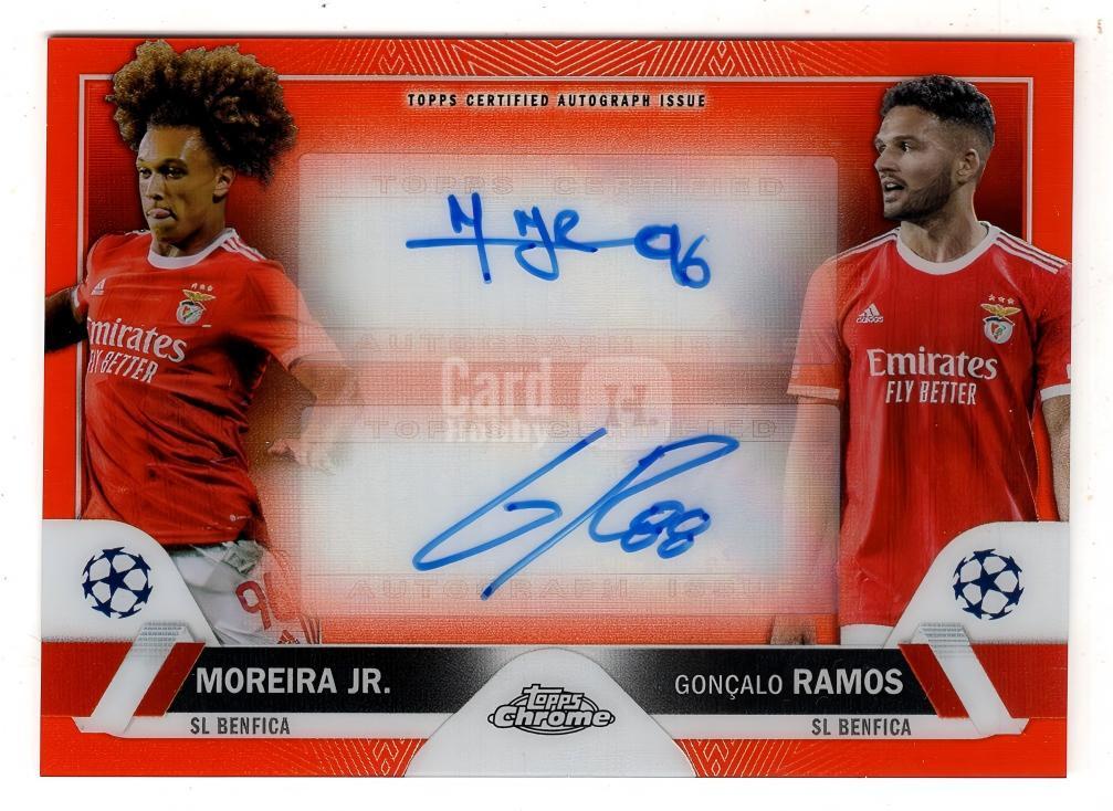 2023 Topps Chrome Moreira Jr. 【来拆波卡】欧冠 本菲卡 摩里拉 Goncalo Ramos 双人 橙折 签字 25/25编 尾编 疾风