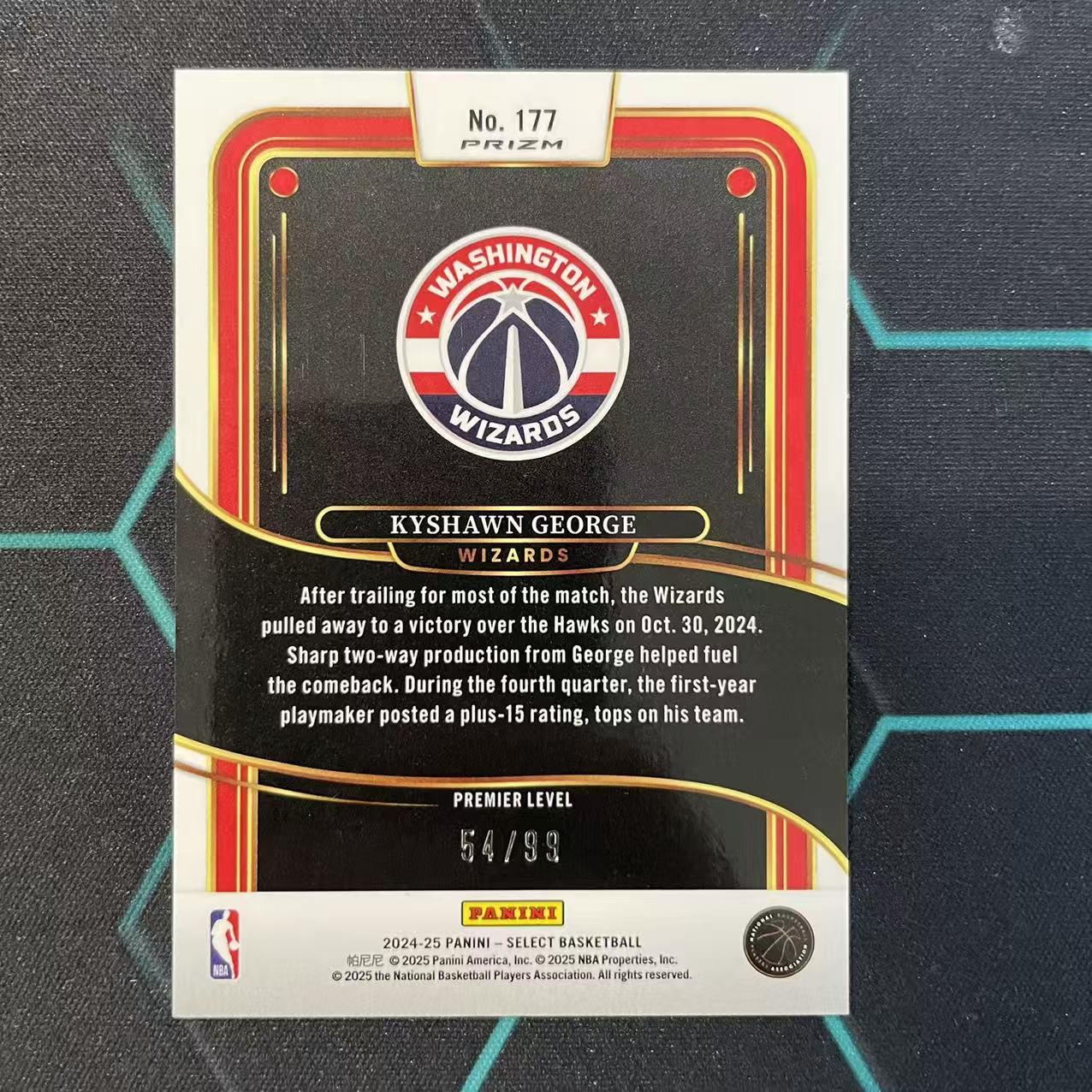 2024-25 Panini Select Kyshawn George RC 【阿福代卖】 凯肖恩 乔治 奇才 新秀 白波纹折 99编 收藏必备 (行行行)