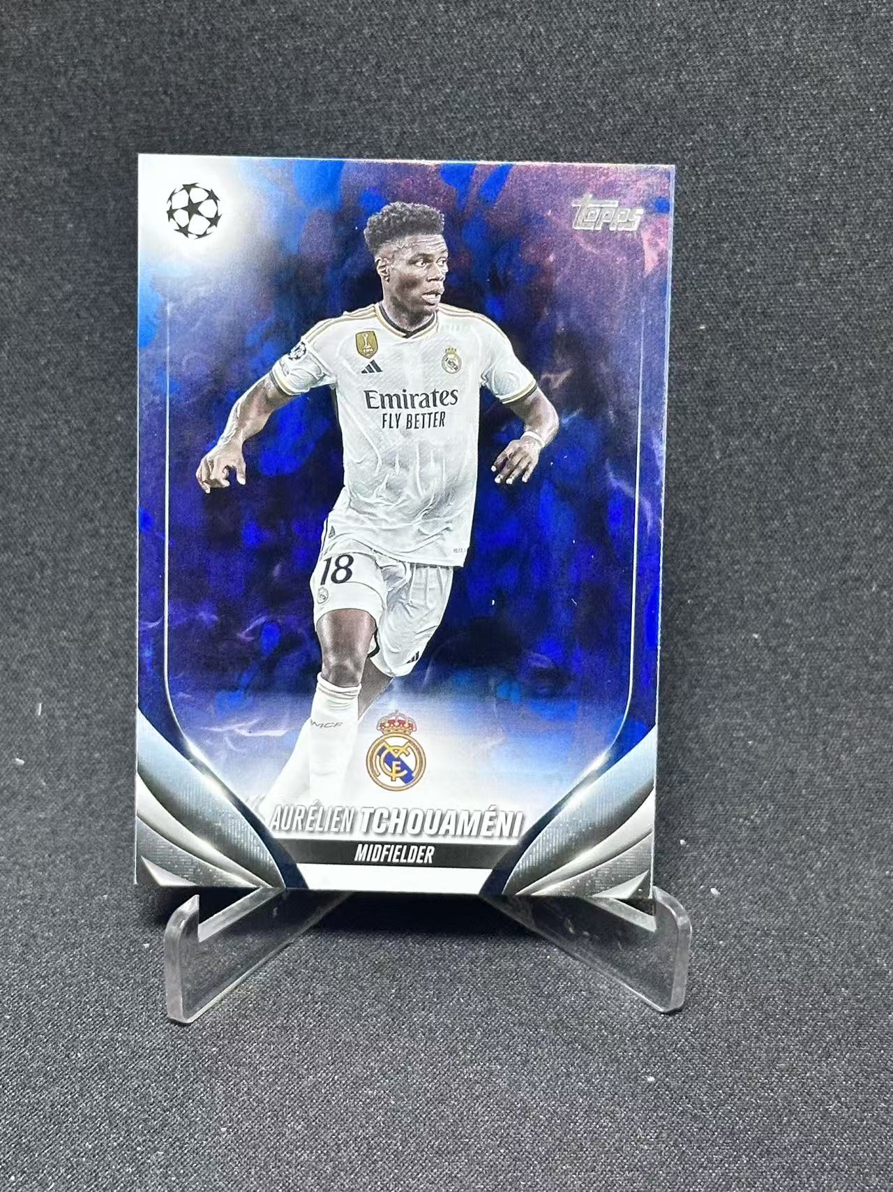 2024 Topps UEFA Champions League aurelien tchouameni 【哆哆卡社】奥雷利安·楚阿梅尼 125编 蓝折 欧冠 受潮瑕疵卡 卡品如图