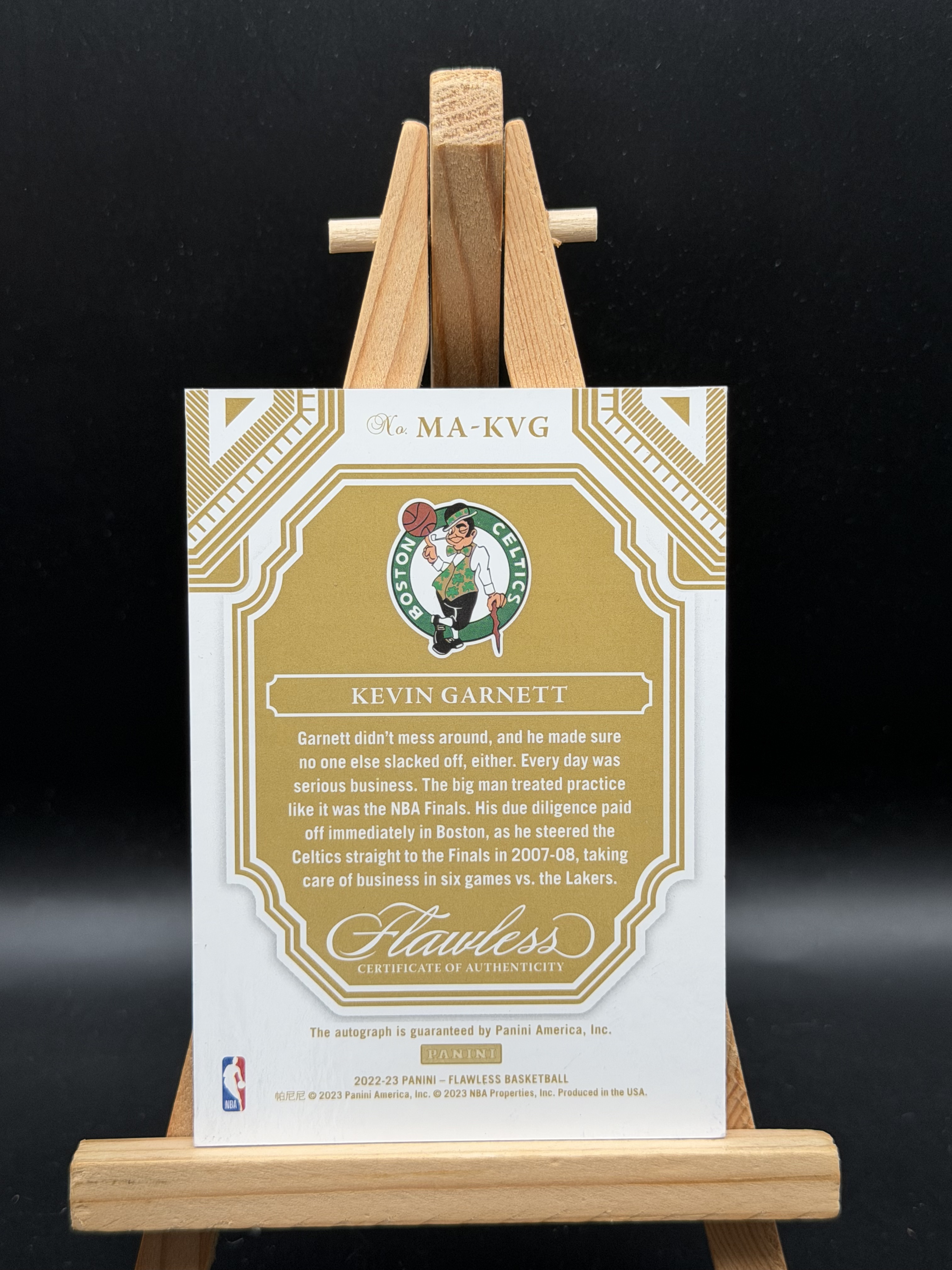 2022-23 Panini Flawless Kevin Garnett 凯文 加内特 凯尔特人 手提 momentous 时刻 5/8编 同背1/1 蓝折 卡签 签字