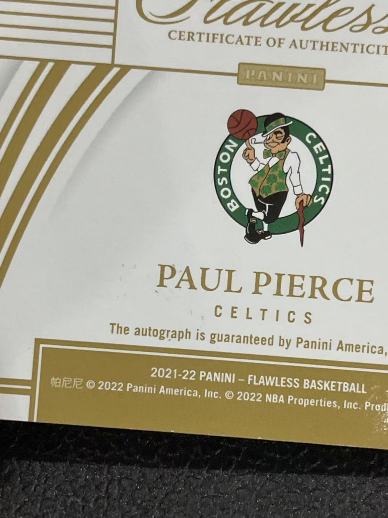 2021-22 Panini Flawless Paul Pierce 【赛博典藏】 手提 凯尔特人 保罗 皮尔斯 /15编 签字 卡签 红平行 ENS 保皮 微瑕如图 #DE#