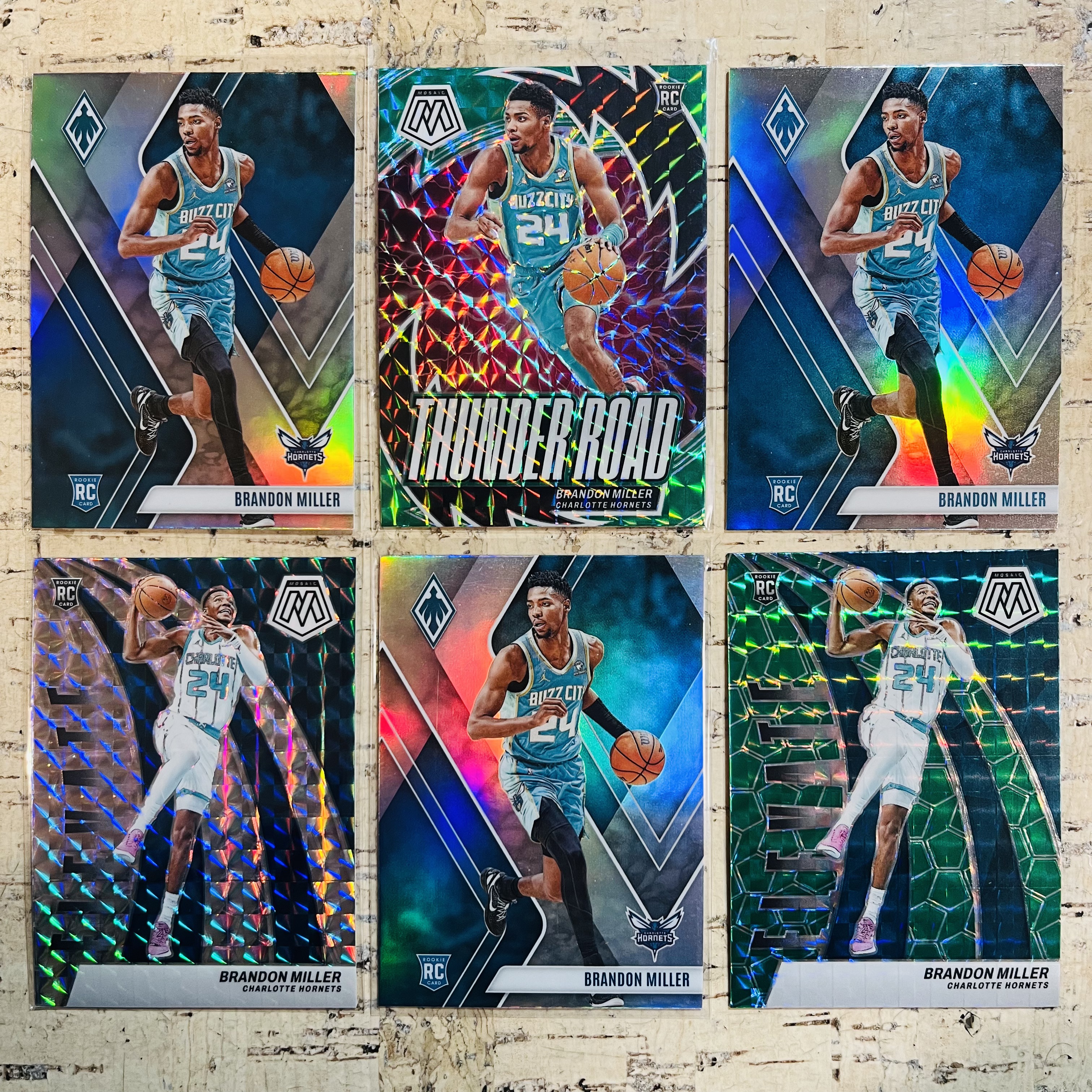 2023-24 Panini Mosaic Brandon Miller RC 新秀 黄蜂 布兰登 米勒 银马赛克折 绿马赛克折 凤凰系列 正银折 6张打包【小卡迷拍卖 可累积半年】